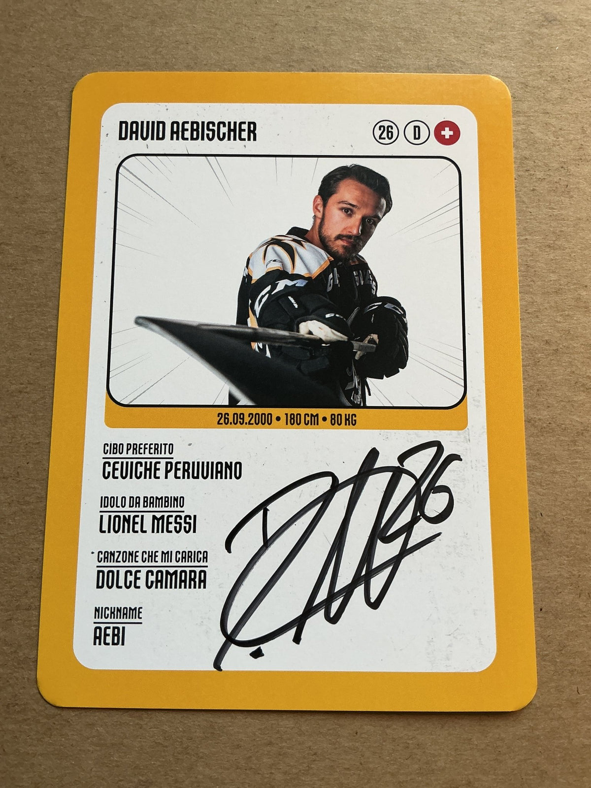 David Aebischer, Switzerland 🇨🇭 HC Lugano 2025/26 hand signed - Autographs-World