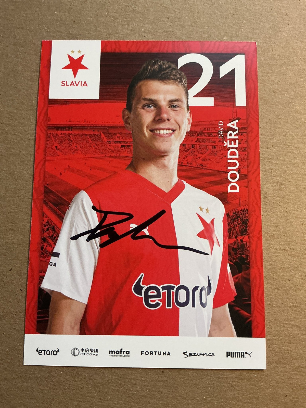 David Douděra, Czech Republic 🇨🇿 SK Slavia Prague 2023/24 hand signed - Autographs-World