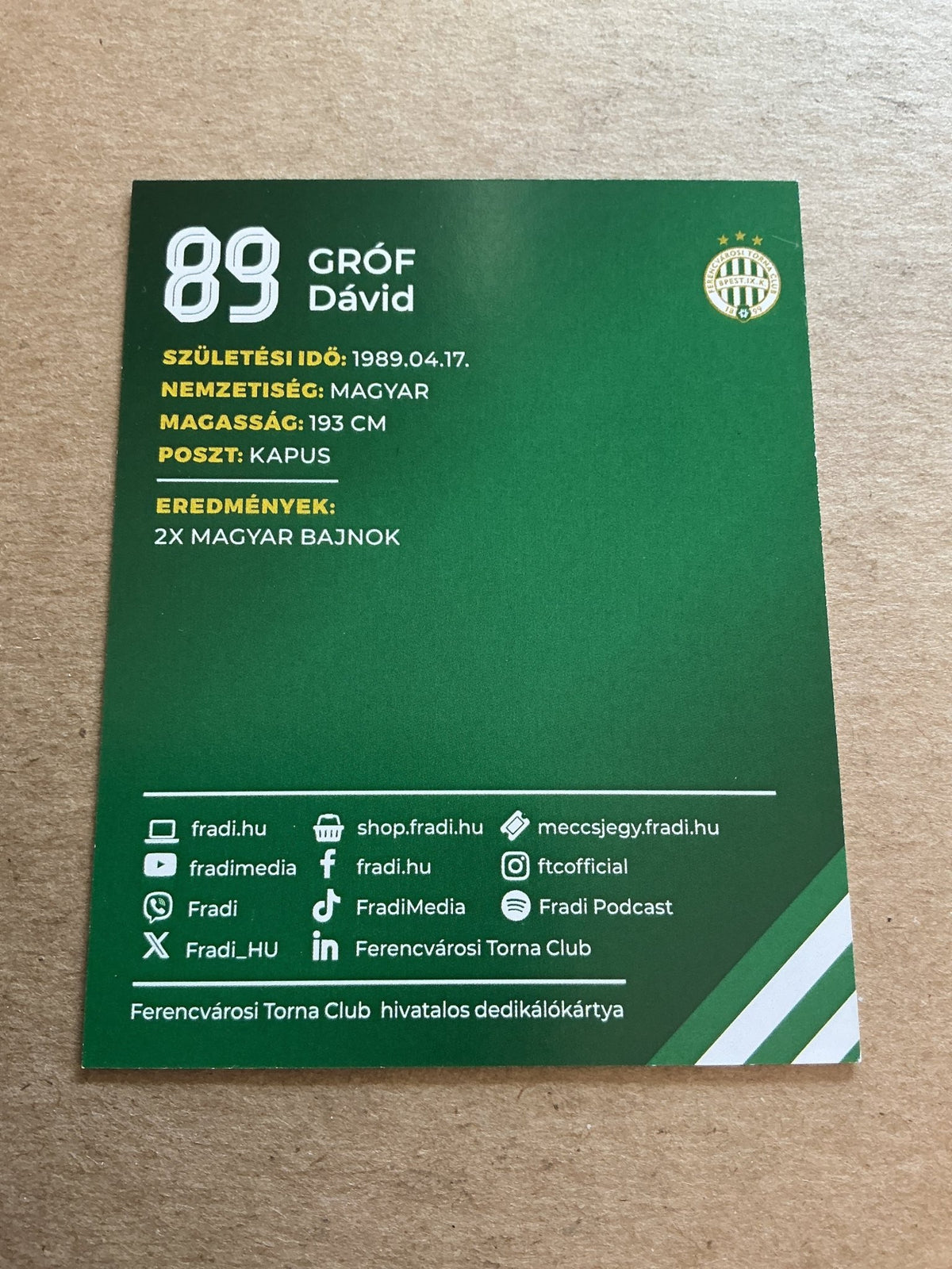 David Grof, Hungary 🇭🇺 Ferencvaros TC 2024/25 hand signed - Autographs-World