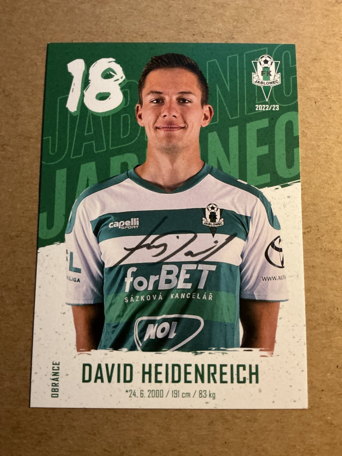 David Heidenreich, Czech Republic 🇨🇿 FK Jablonec 2022/23 hand signed - Autographs-World