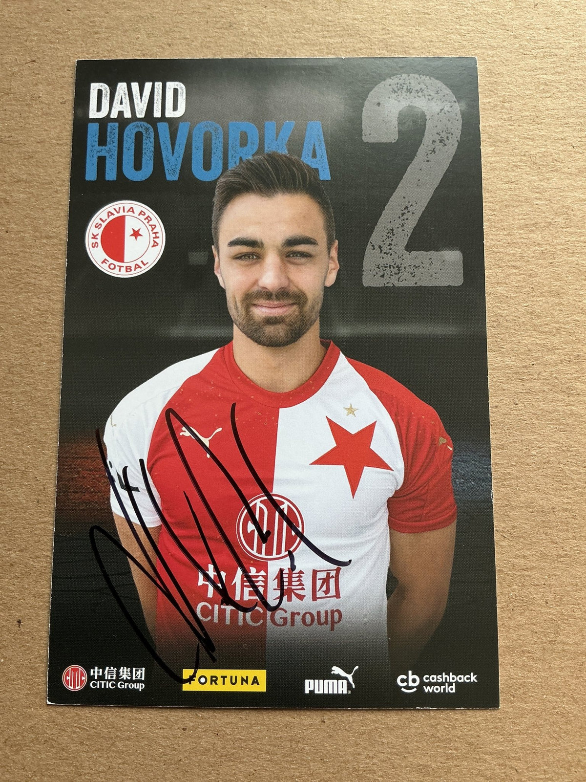 David Hovorka, Czech Republic 🇨🇿 SK Slavia Prague 2019/20 hand signed - Autographs-World