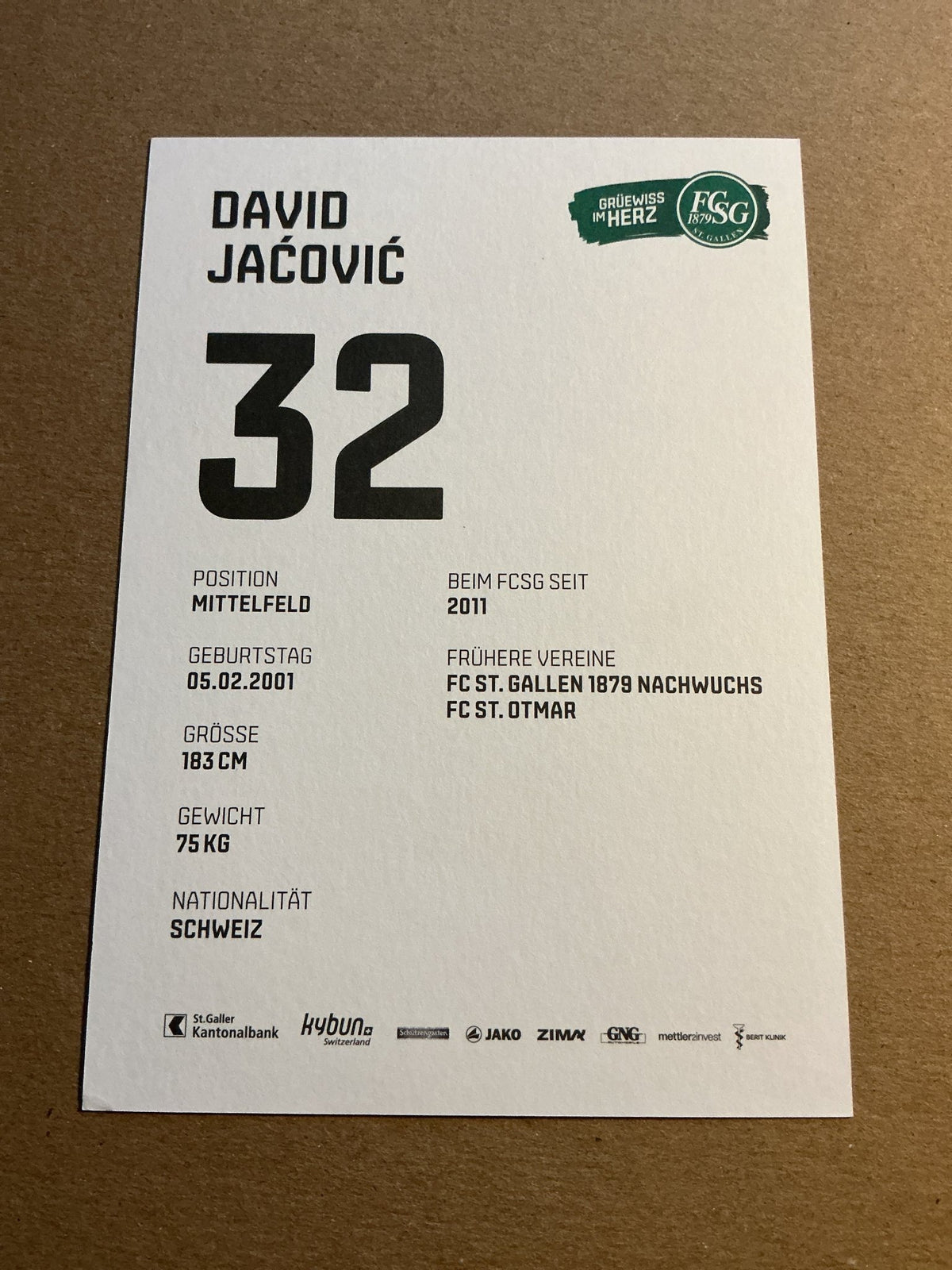 David Jaćović, Switzerland 🇨🇭 FC St. Gallen 2021/22 hand signed - Autographs-World