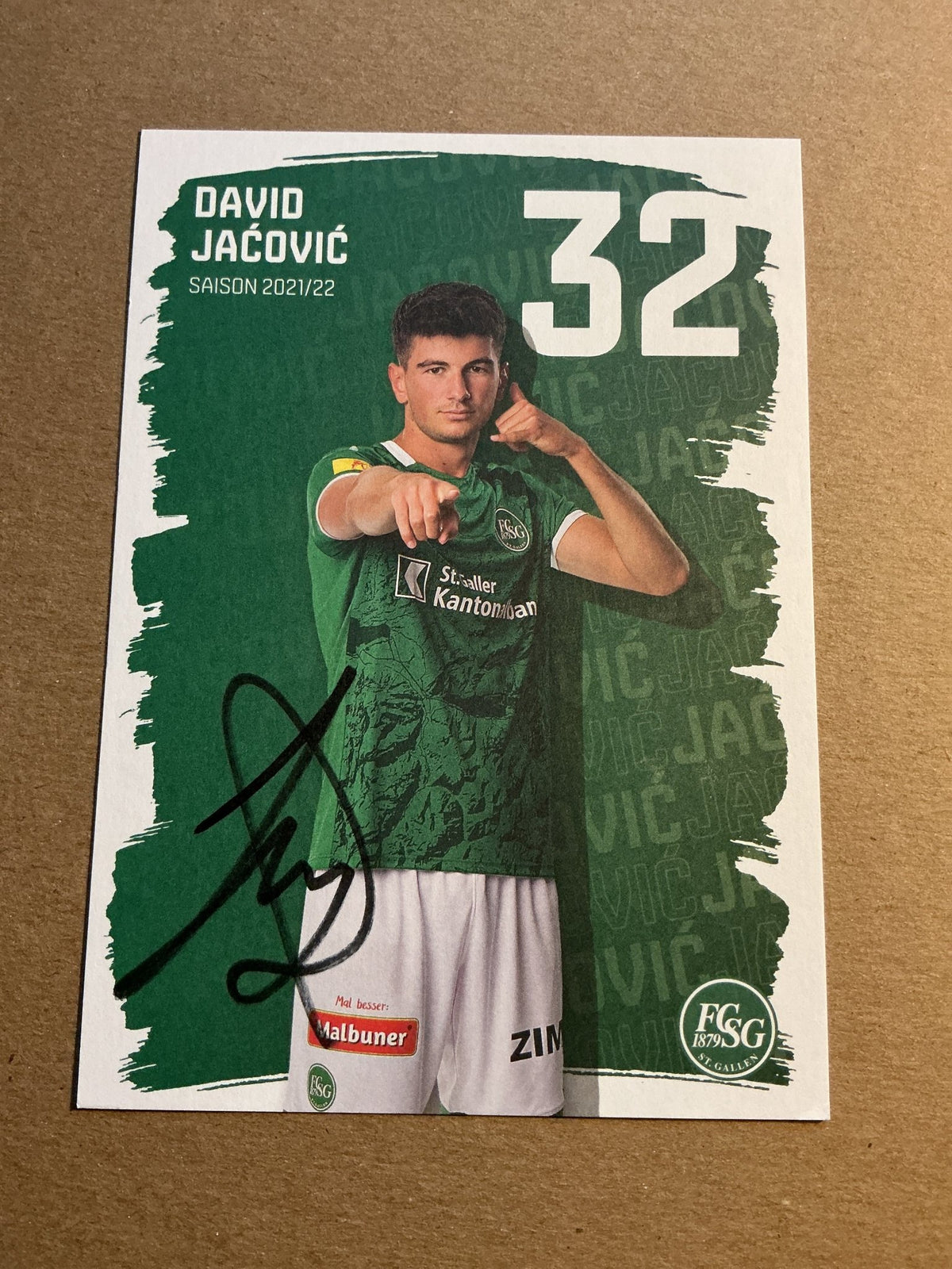 David Jaćović, Switzerland 🇨🇭 FC St. Gallen 2021/22 hand signed - Autographs-World