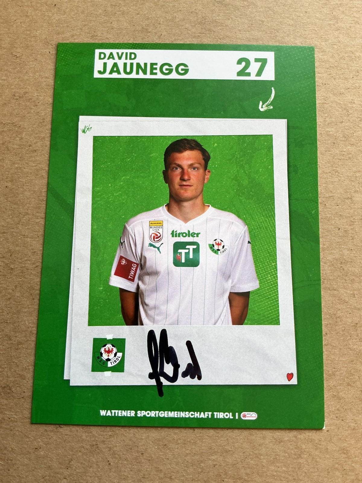 David Jaunegg, Austria 🇦🇹 WSG Tirol 2023/24 hand signed - Autographs-World
