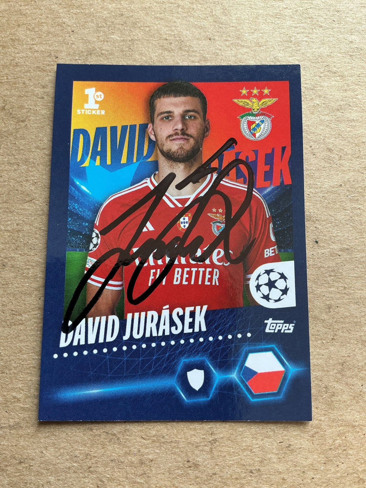 David Jurasek, Czech Republic 🇨🇿 SL Benfica 2023/24 Topps hand signed - Autographs-World