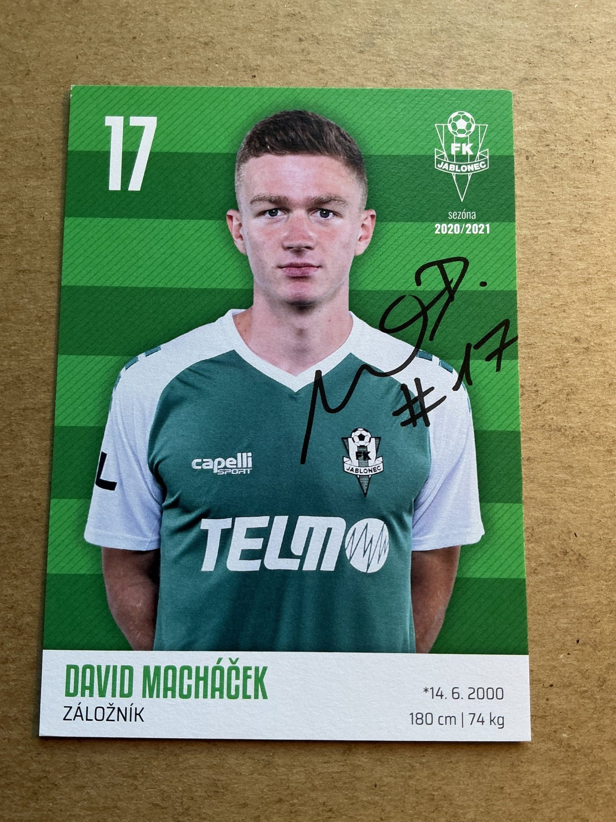 David Macháček, Czech Republic 🇨🇿 FK Jablonec 2020/21 hand signed - Autographs-World