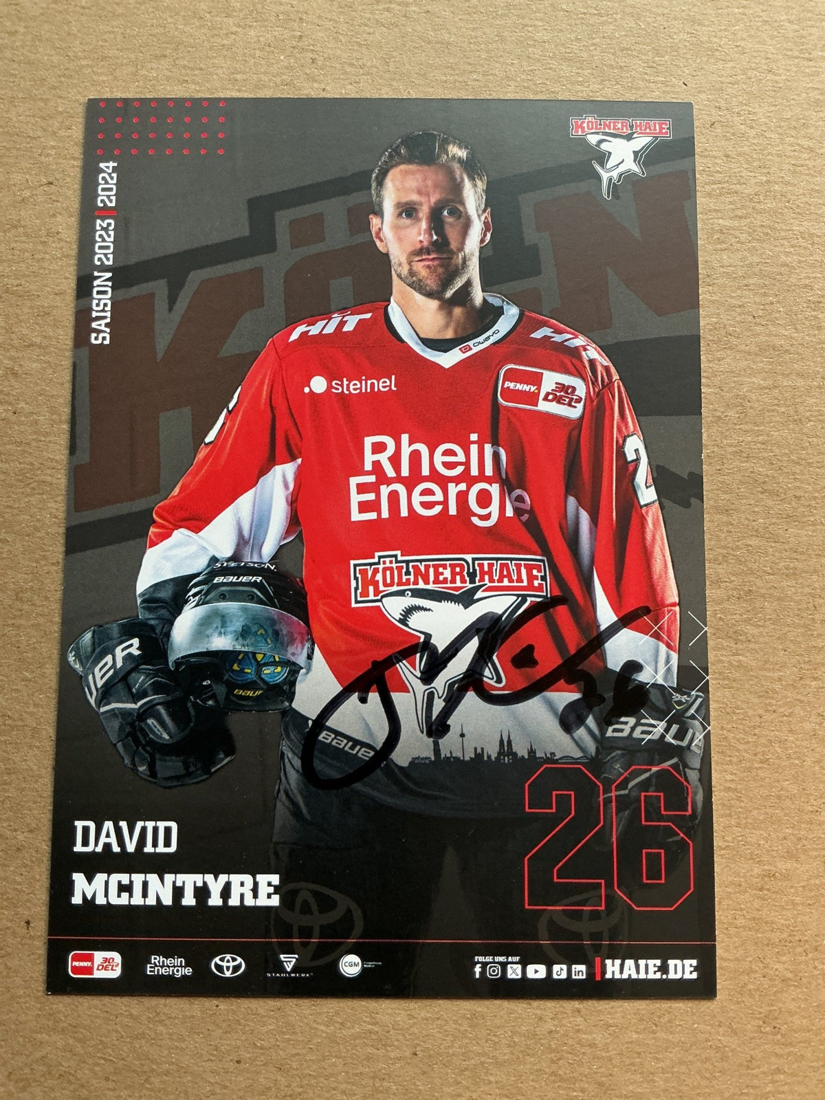 David McIntyre, Canada 🇨🇦 Kölner Haie 2023/24 hand signed - Autographs-World
