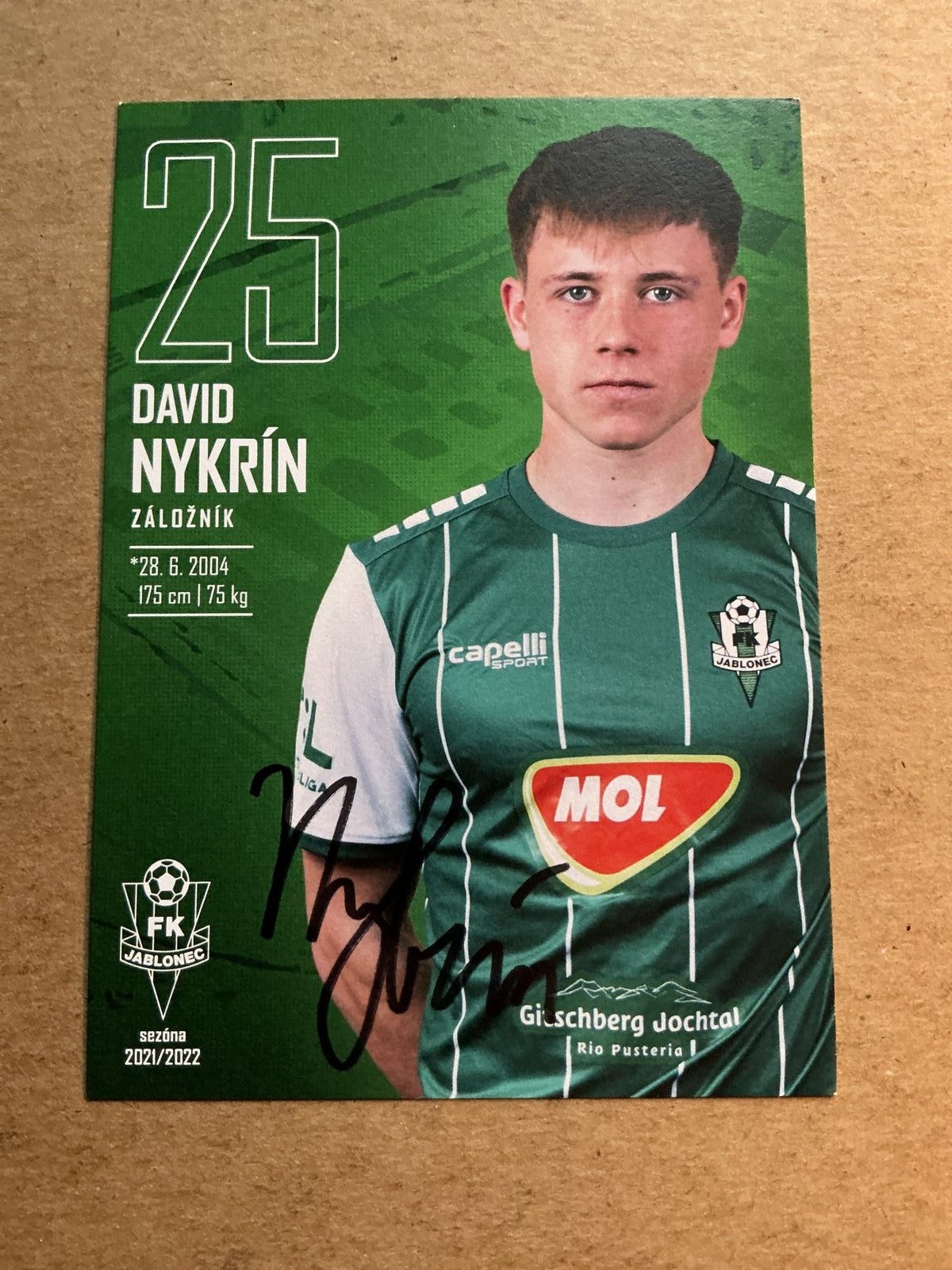 David Nykrín, Czech Republic 🇨🇿 FK Jablonec 2021/22 hand signed - Autographs-World