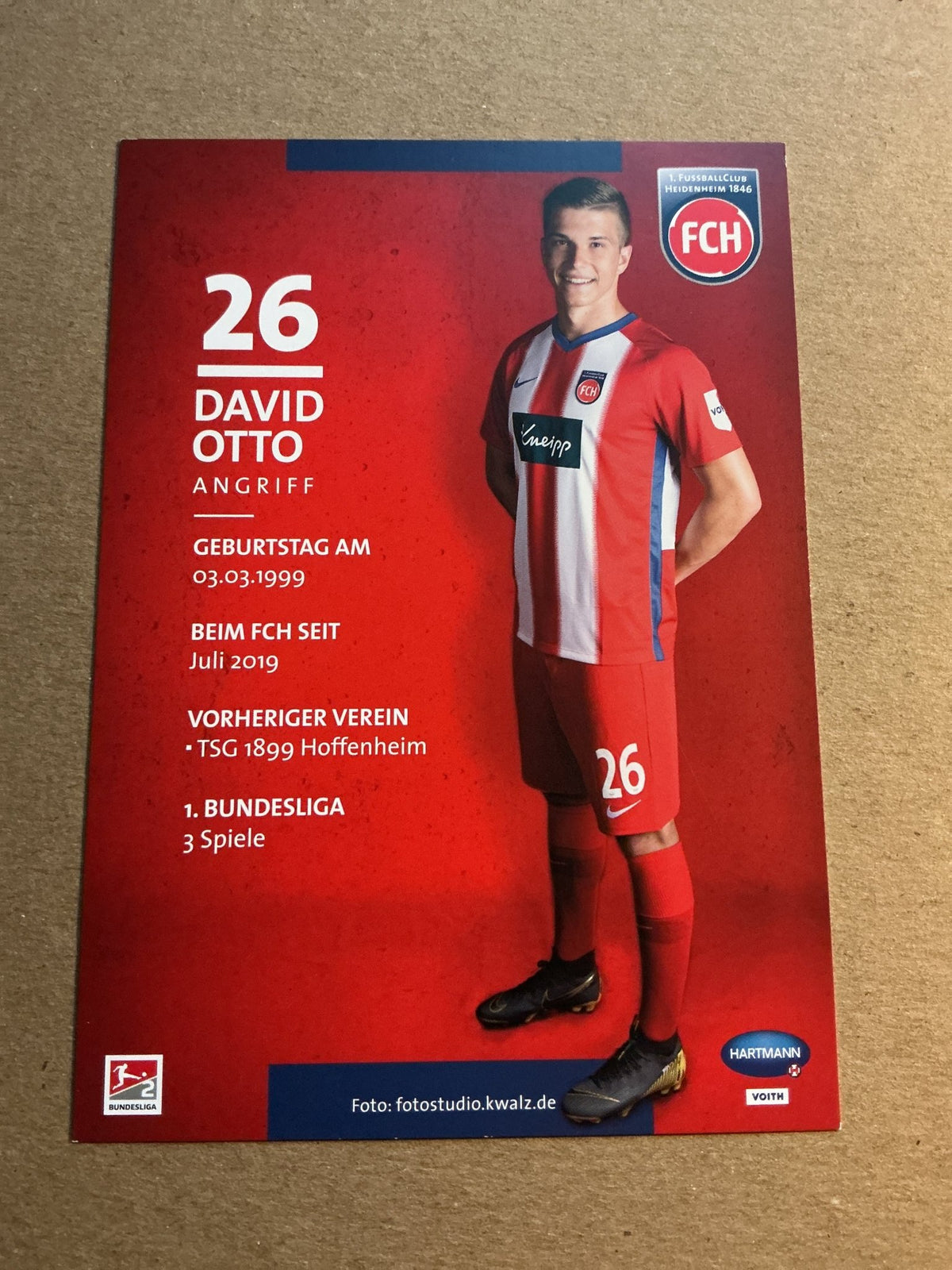 David Otto, Germany 🇩🇪 1.FC Heidenheim 2019/20 hand signed - Autographs-World