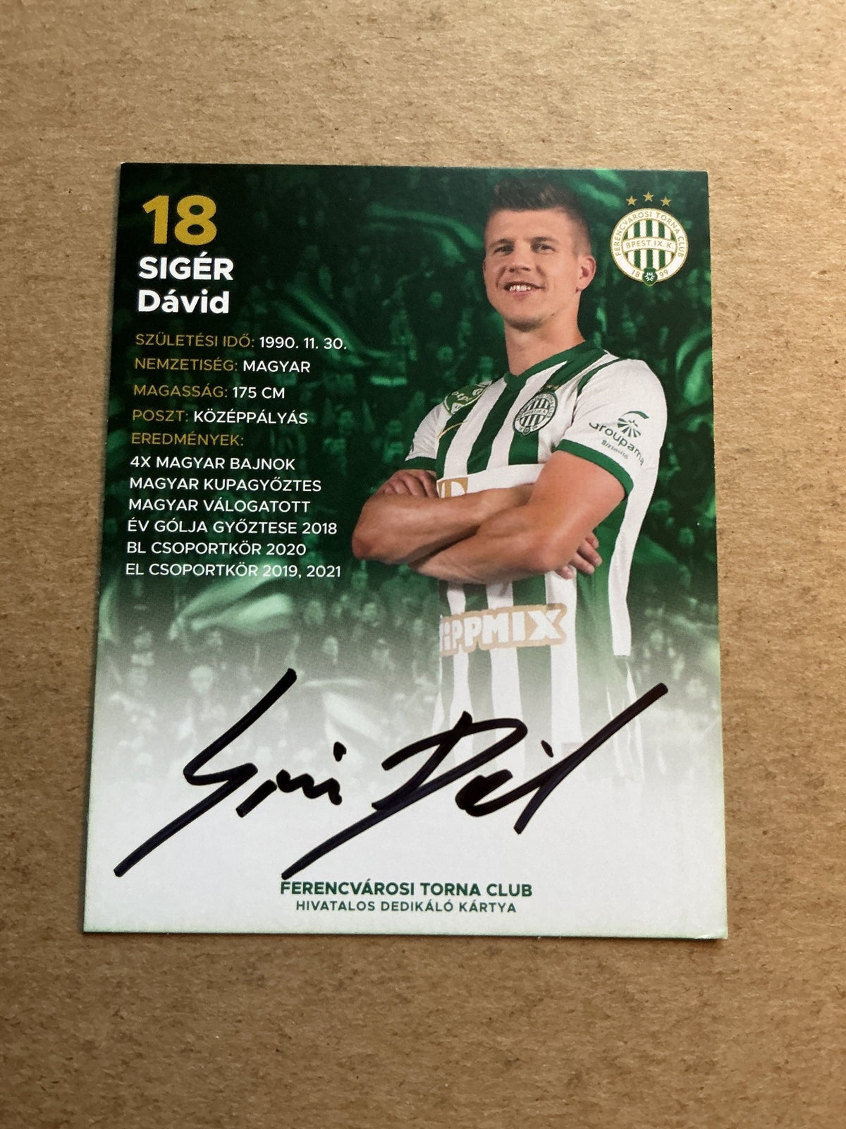 Dávid Sigér, Hungary 🇭🇺 Ferencváros 2022/23 hand signed - Autographs-World