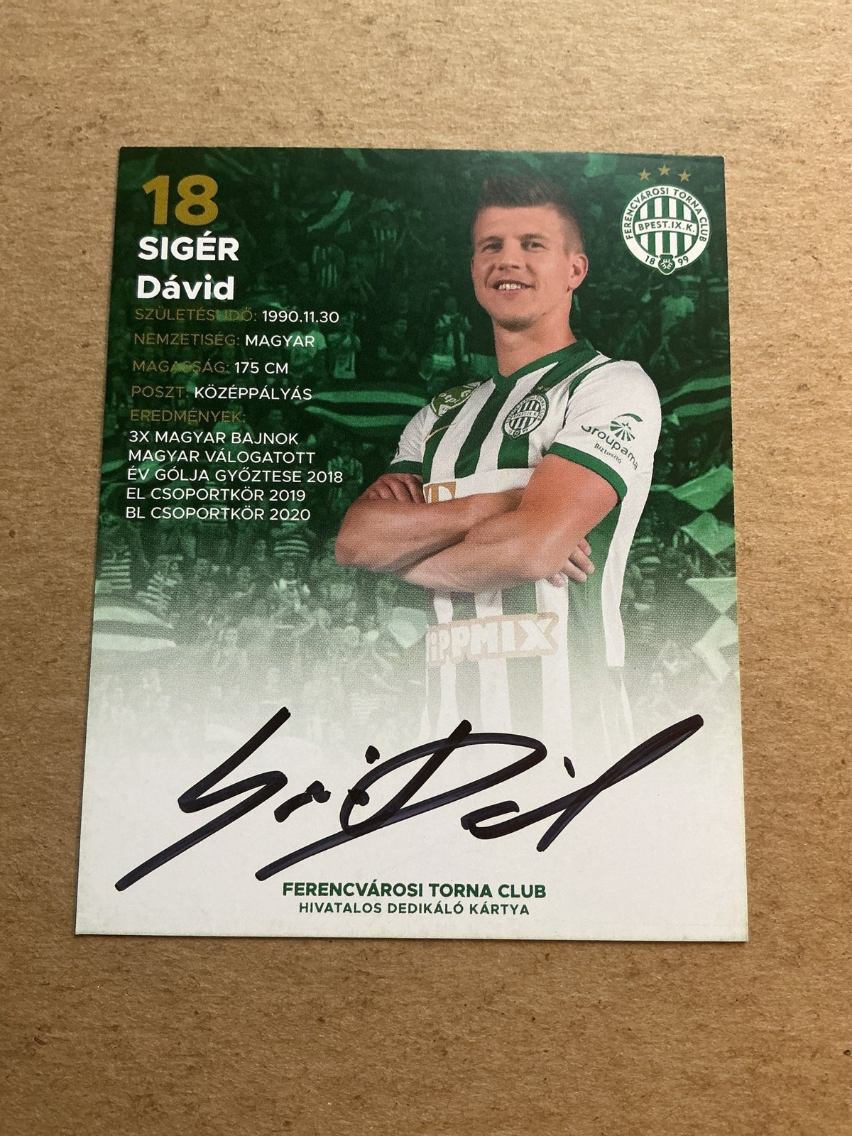 Dávid Sigér, Hungary 🇭🇺 Ferencvaros TC 2021/22 hand signed - Autographs-World