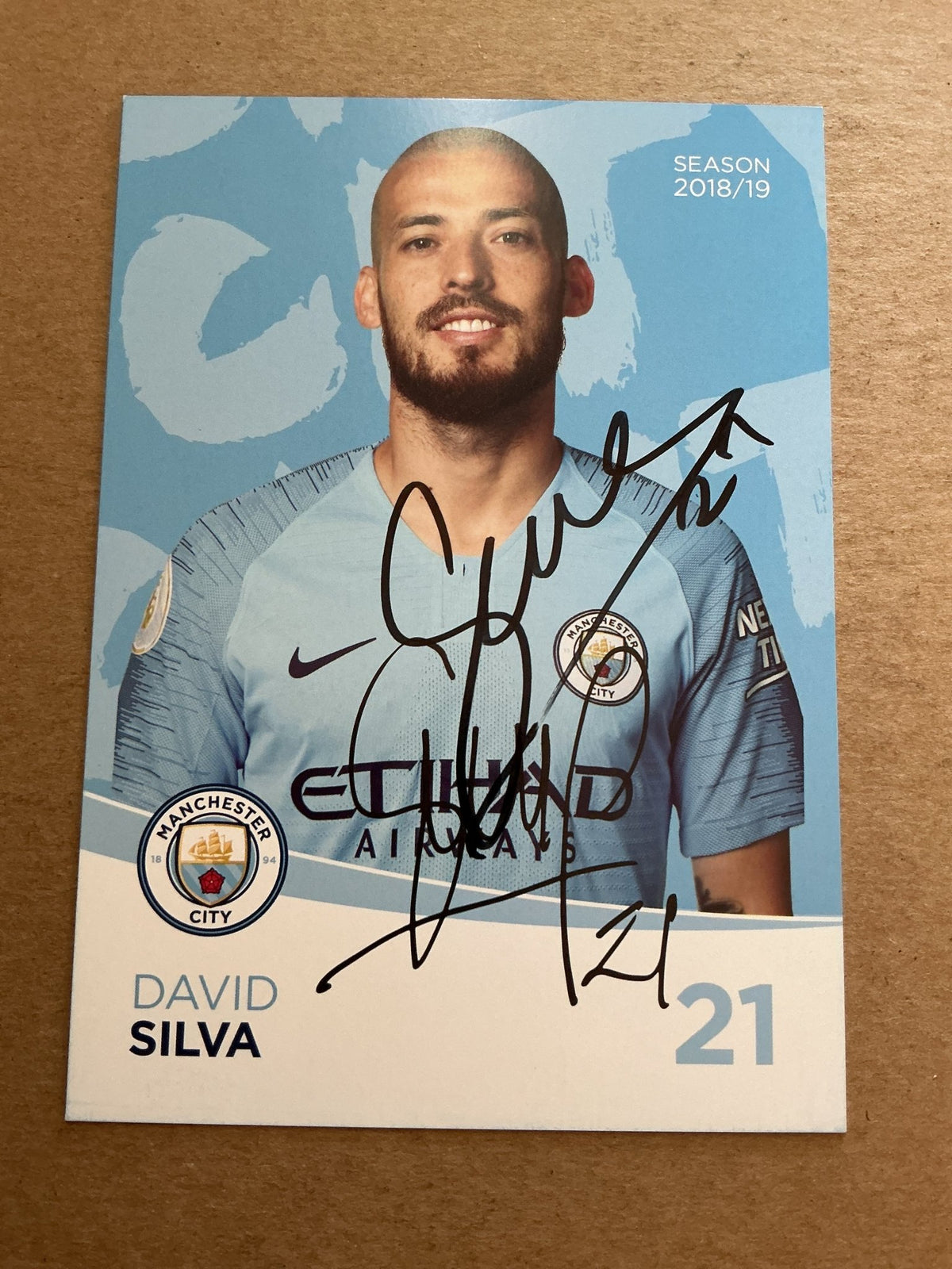 David Silva, Spain 🇪🇸 Manchester City 2018/19 hand signed - Autographs-World