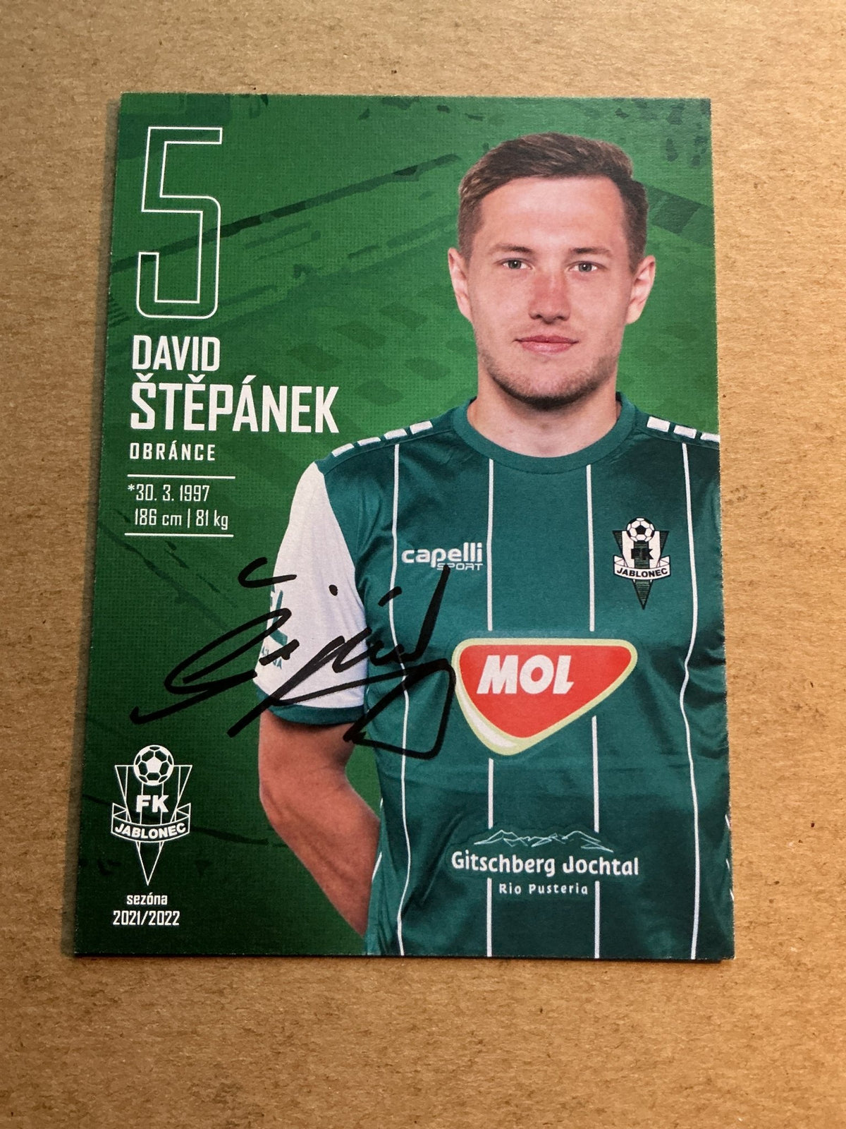 David Štěpánek, Czech Republic 🇨🇿 FK Jablonec 2021/22 hand signed - Autographs-World