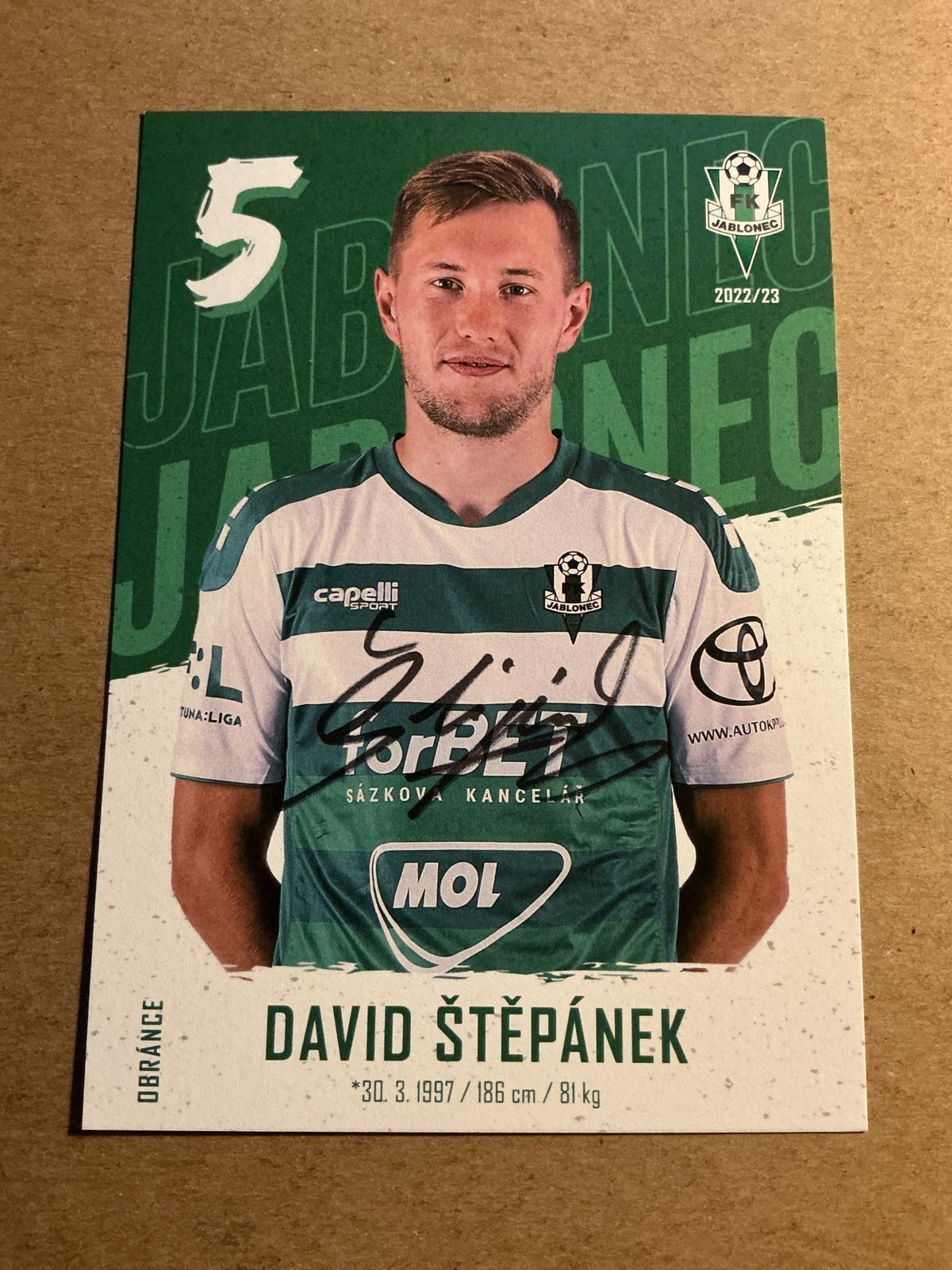 David Štěpánek, Czech Republic 🇨🇿 FK Jablonec 2022/23 hand signed - Autographs-World