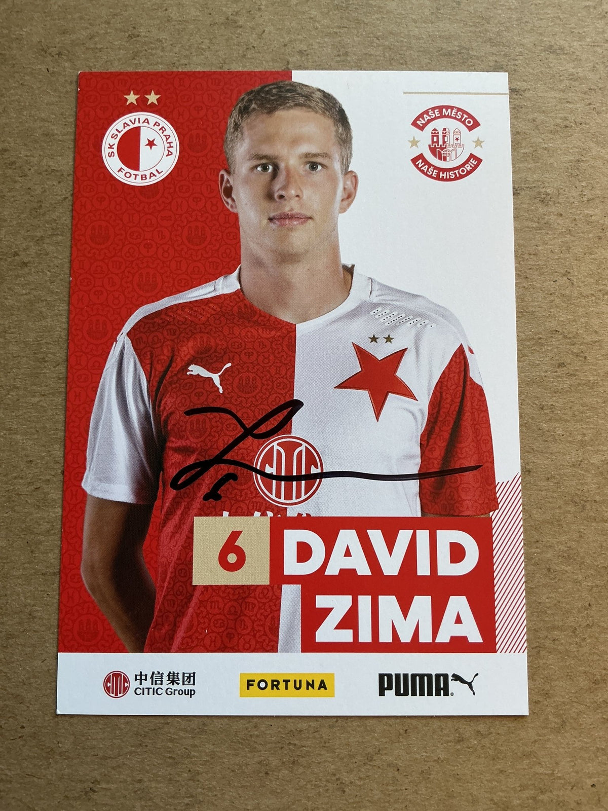 David Zima, Czech Republic 🇨🇿 SK Slavia Prague 2020/21 hand signed - Autographs-World