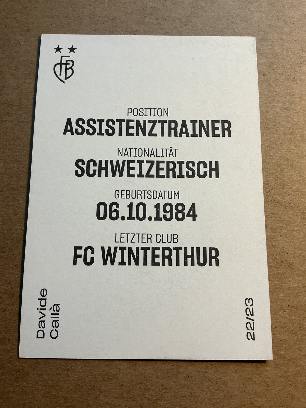 Davide Callà, Switzerland 🇨🇭 FC Basel 2022/23 hand signed - Autographs-World