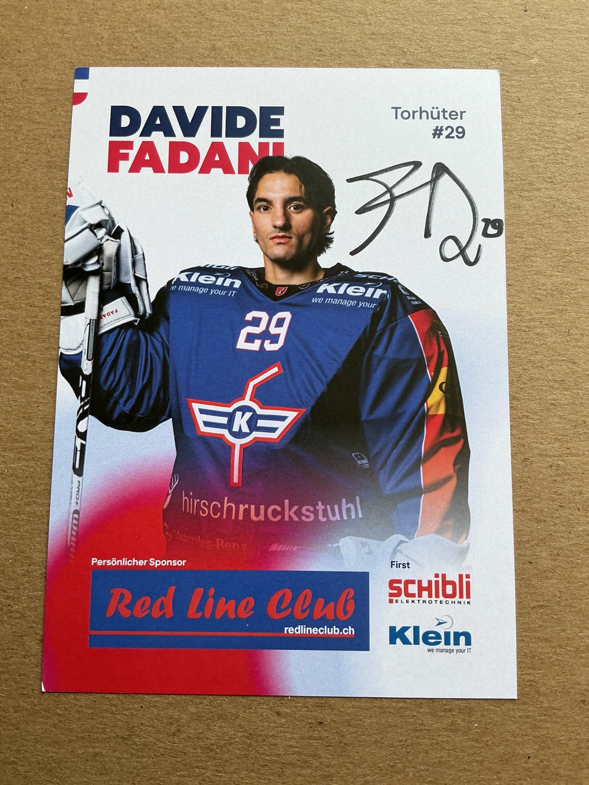 Davide Fadani, Italy 🇮🇹 EHC Kloten 2025/26 hand signed - Autographs-World