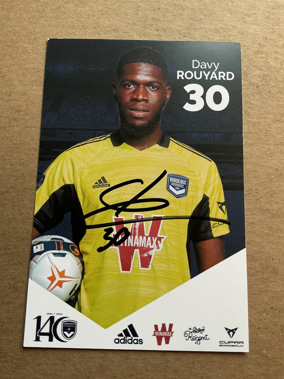 Davy Rouyard, Guadeloupe 🇬🇵 Girondins Bordeaux 2021/22 hand signed - Autographs-World