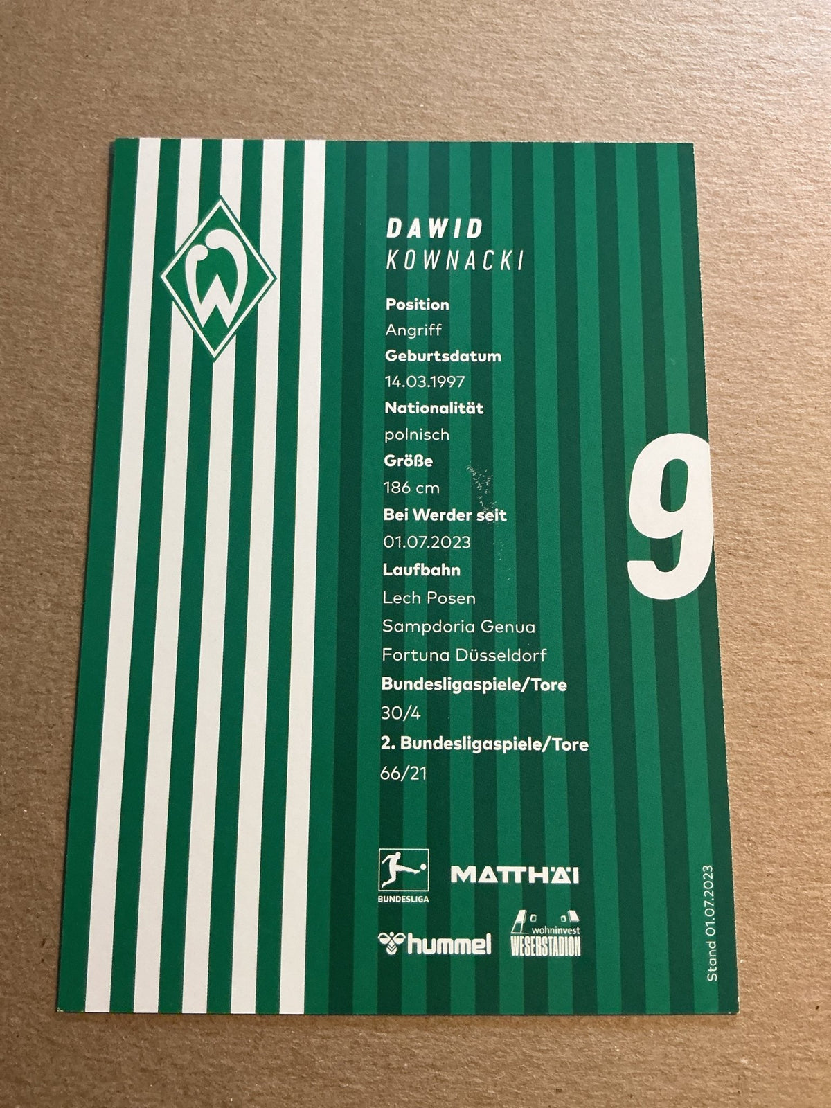 Dawid Kownacki, Poland 🇵🇱 SV Werder Bremen 2023/24 hand signed - Autographs-World