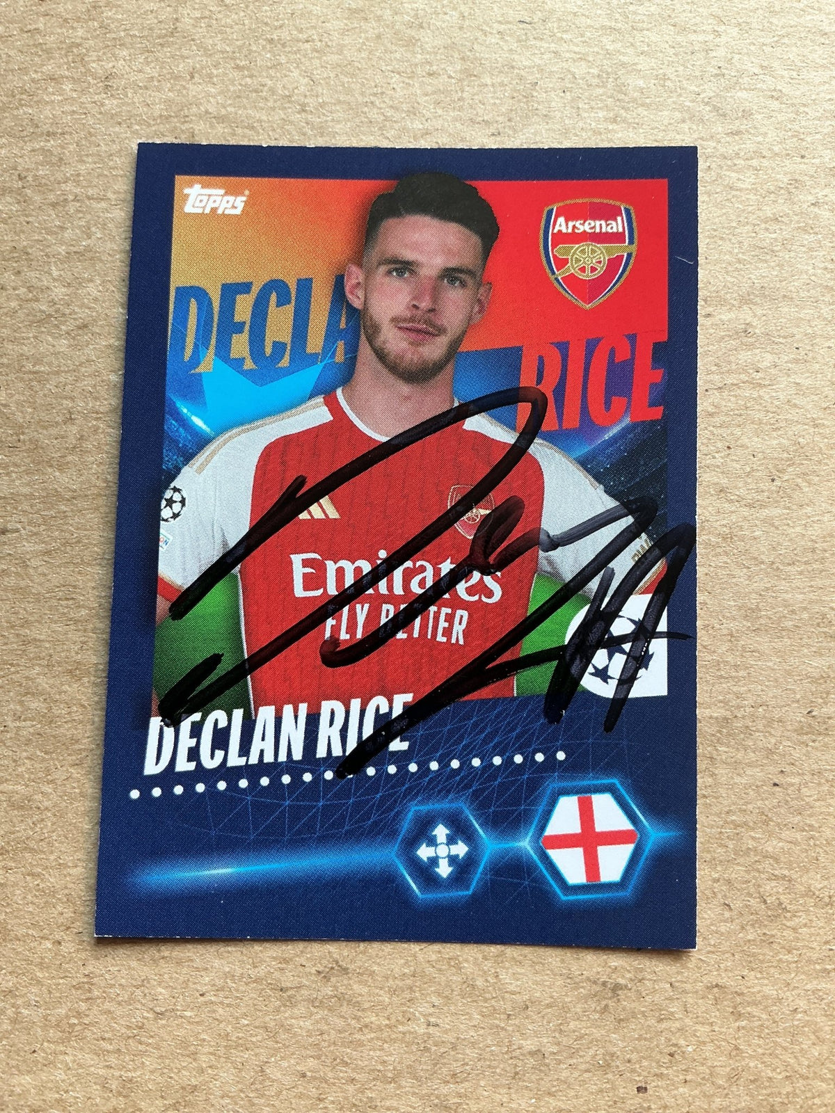 Declan Rice, England 🏴󠁧󠁢󠁥󠁮󠁧󠁿 Arsenal FC 2023/24 Topps hand signed - Autographs-World