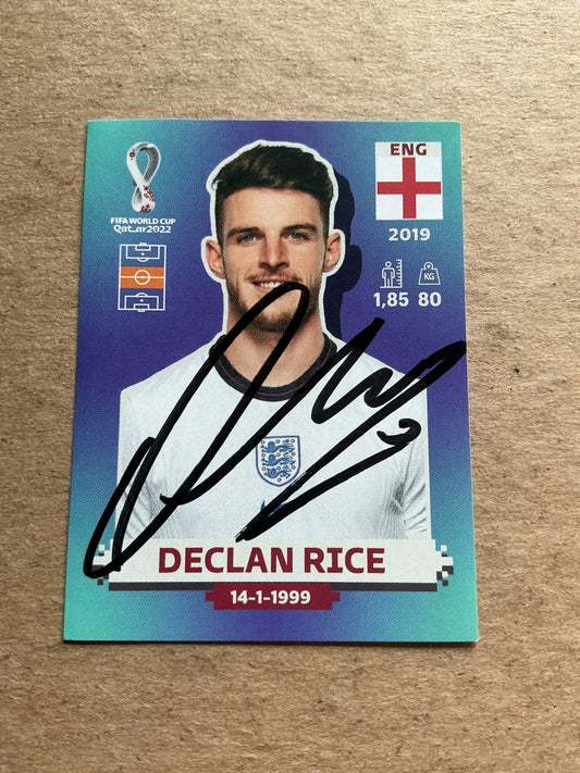 Declan Rice, England 🏴󠁧󠁢󠁥󠁮󠁧󠁿 FIFA World Cup 2022 Panini hand signed - Autographs-World