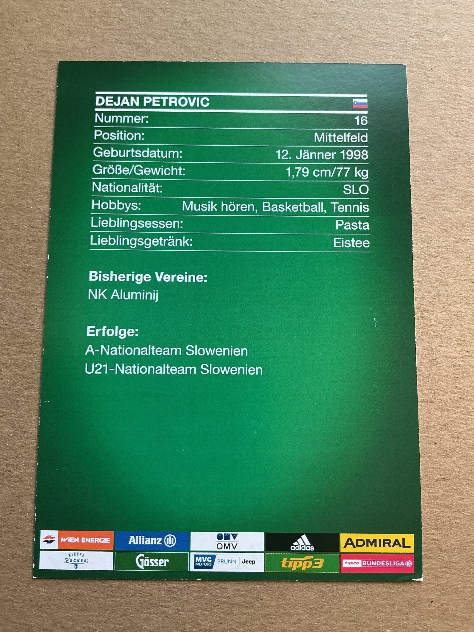 Dejan Petrovic, Slovenia 🇸🇮 Rapid Wien 2019/20 hand signed - Autographs-World