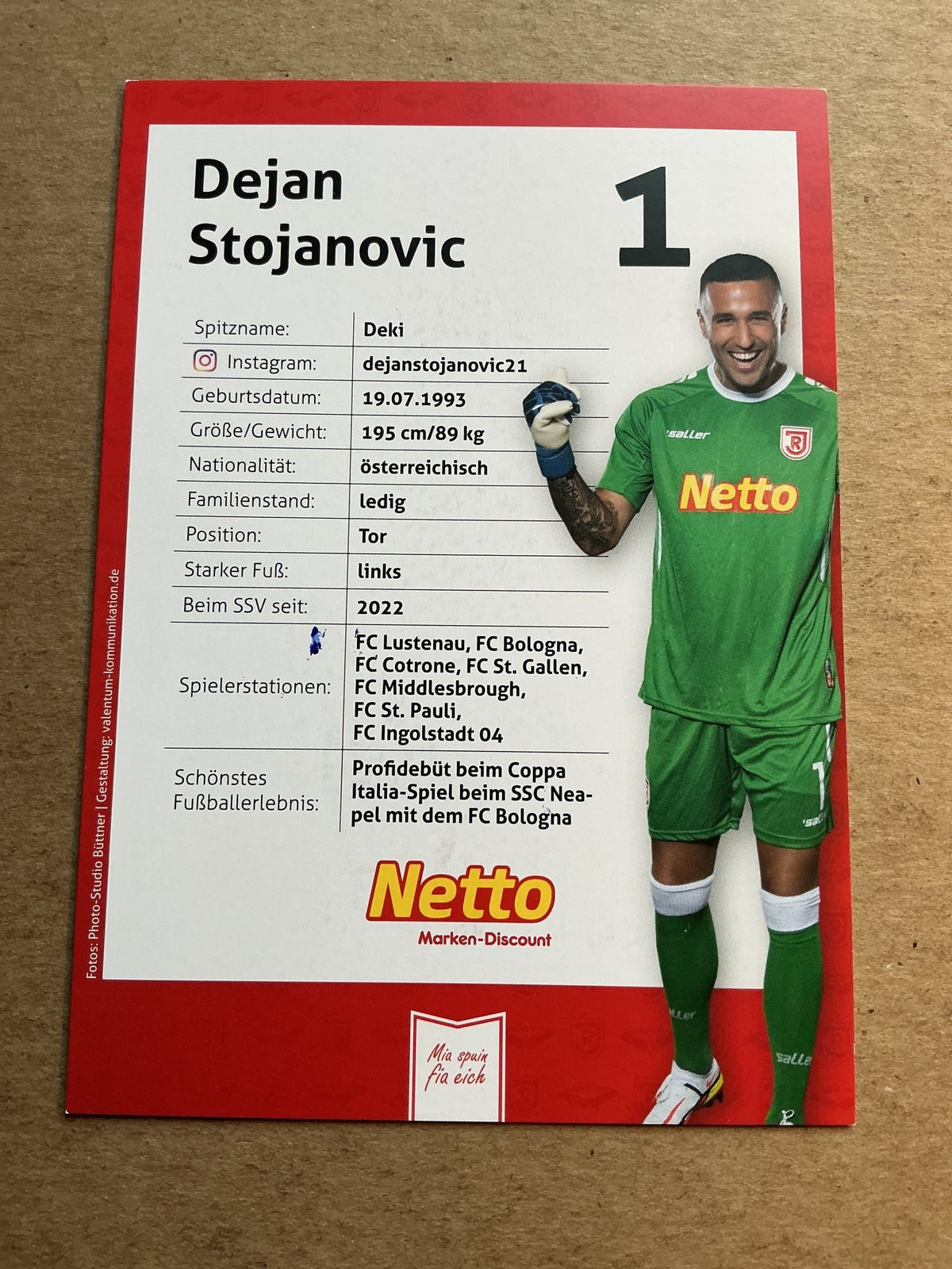 Dejan Stojanovic, Austria 🇦🇹 Jahn Regensburg 2022/23 hand signed - Autographs-World