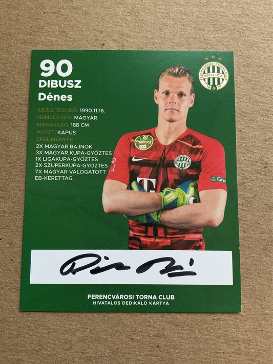 Dénes Dibusz, Hungary 🇭🇺 Ferencvaros 2019/20 hand signed - Autographs-World