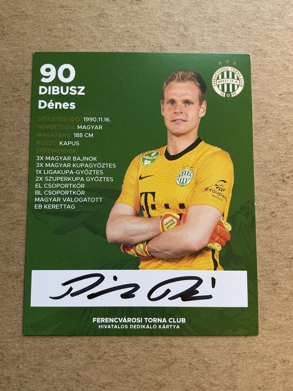 Dénes Dibusz, Hungary 🇭🇺 Ferencváros 2020/21 hand signed - Autographs-World