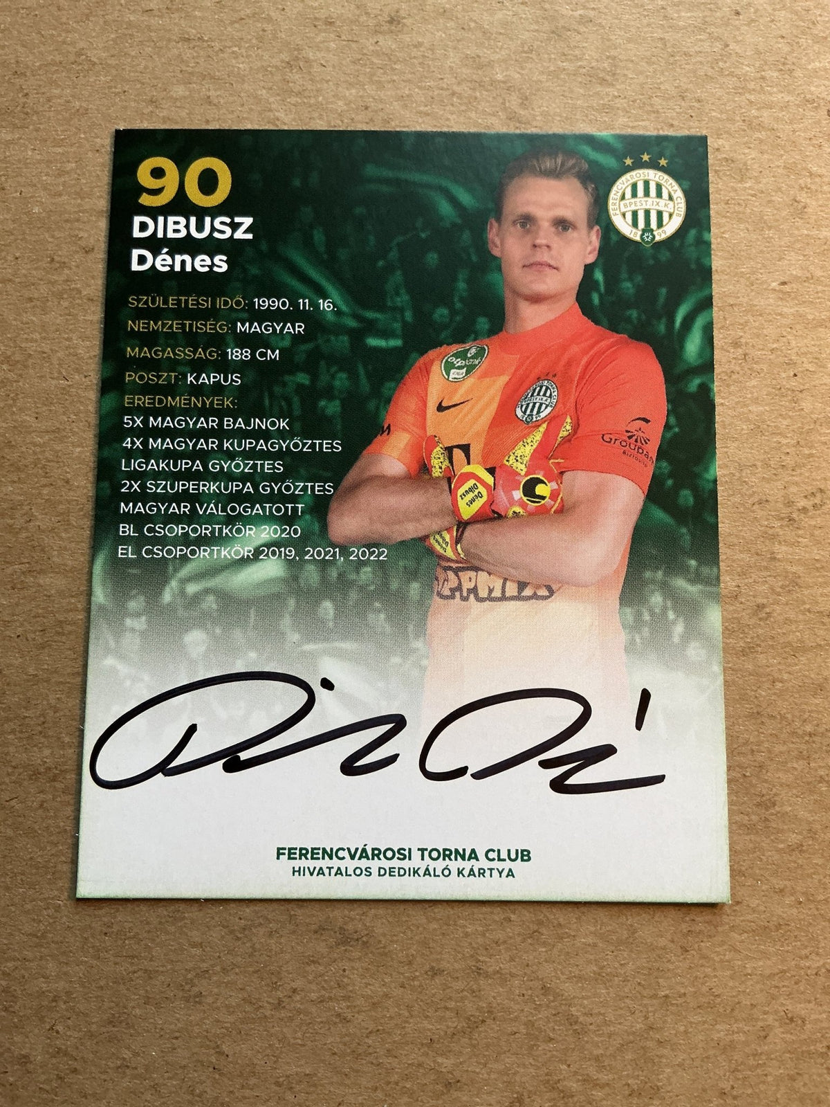 Dénes Dibusz, Hungary 🇭🇺 Ferencváros 2022/23 hand signed - Autographs-World
