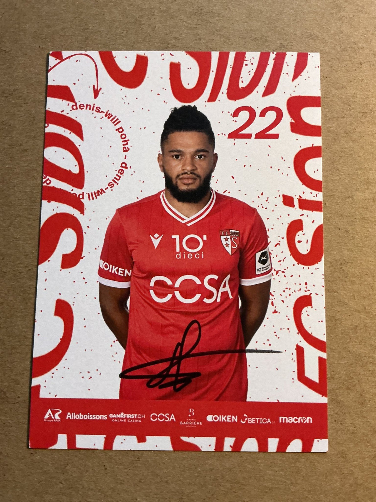 Denis-Will Poha, France 🇫🇷 FC Sion 2023/24 hand signed - Autographs-World