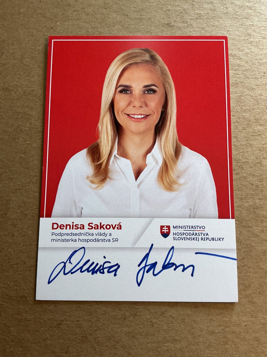 Denisa Sakova, Slovakia 🇸🇰 Minister of Economy 2025 hand signed - Autographs-World