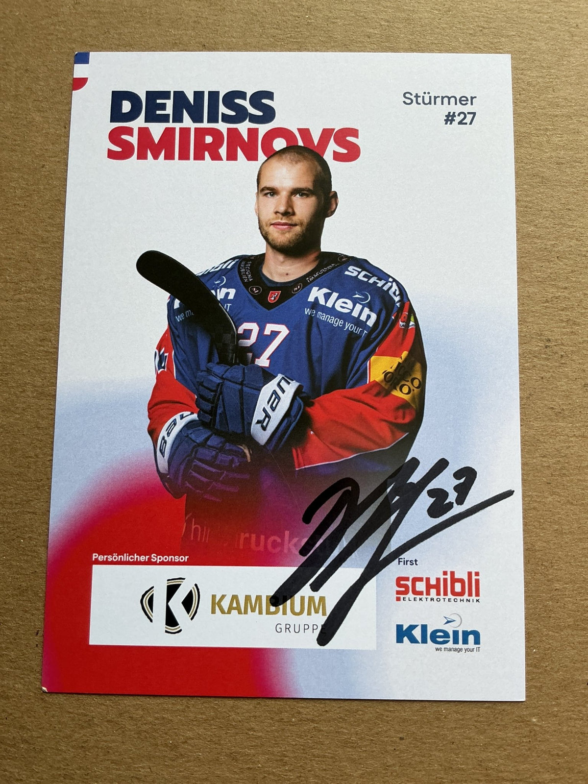 Deniss Smirnovs, Latvia 🇱🇻 EHC Kloten 2025/26 hand signed - Autographs-World