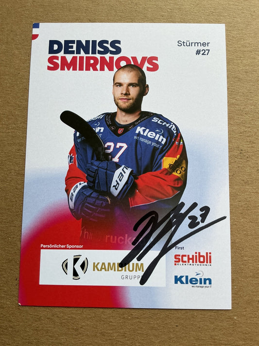 Deniss Smirnovs, Latvia 🇱🇻 EHC Kloten 2025/26 hand signed - Autographs-World