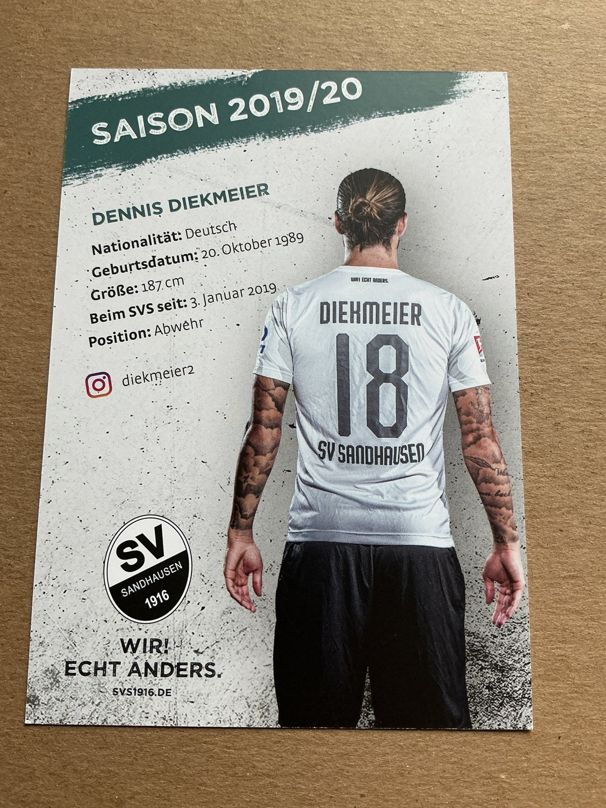 Dennis Diekmeier, Germany 🇩🇪 SV Sandhausen 2020/21 hand signed - Autographs-World
