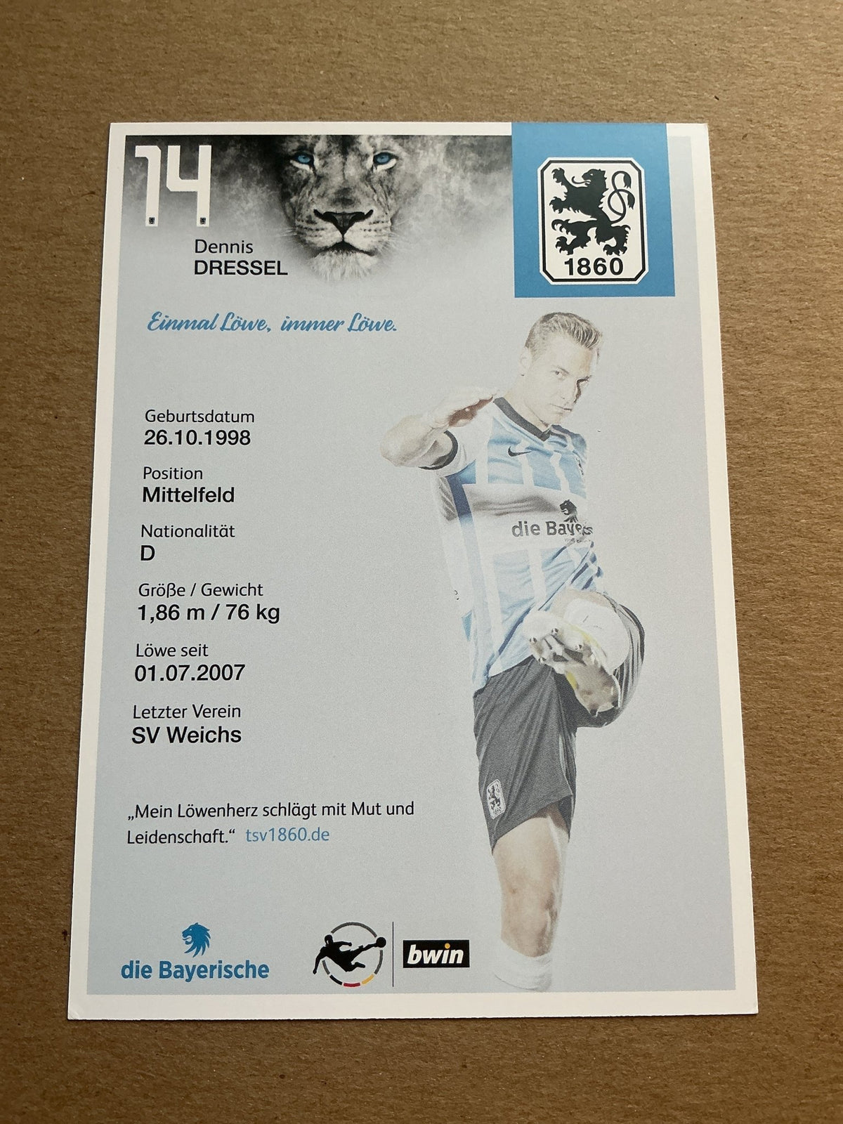 Dennis Dressel, Germany 🇩🇪 TSV 1860 München 2021/22 hand signed - Autographs-World