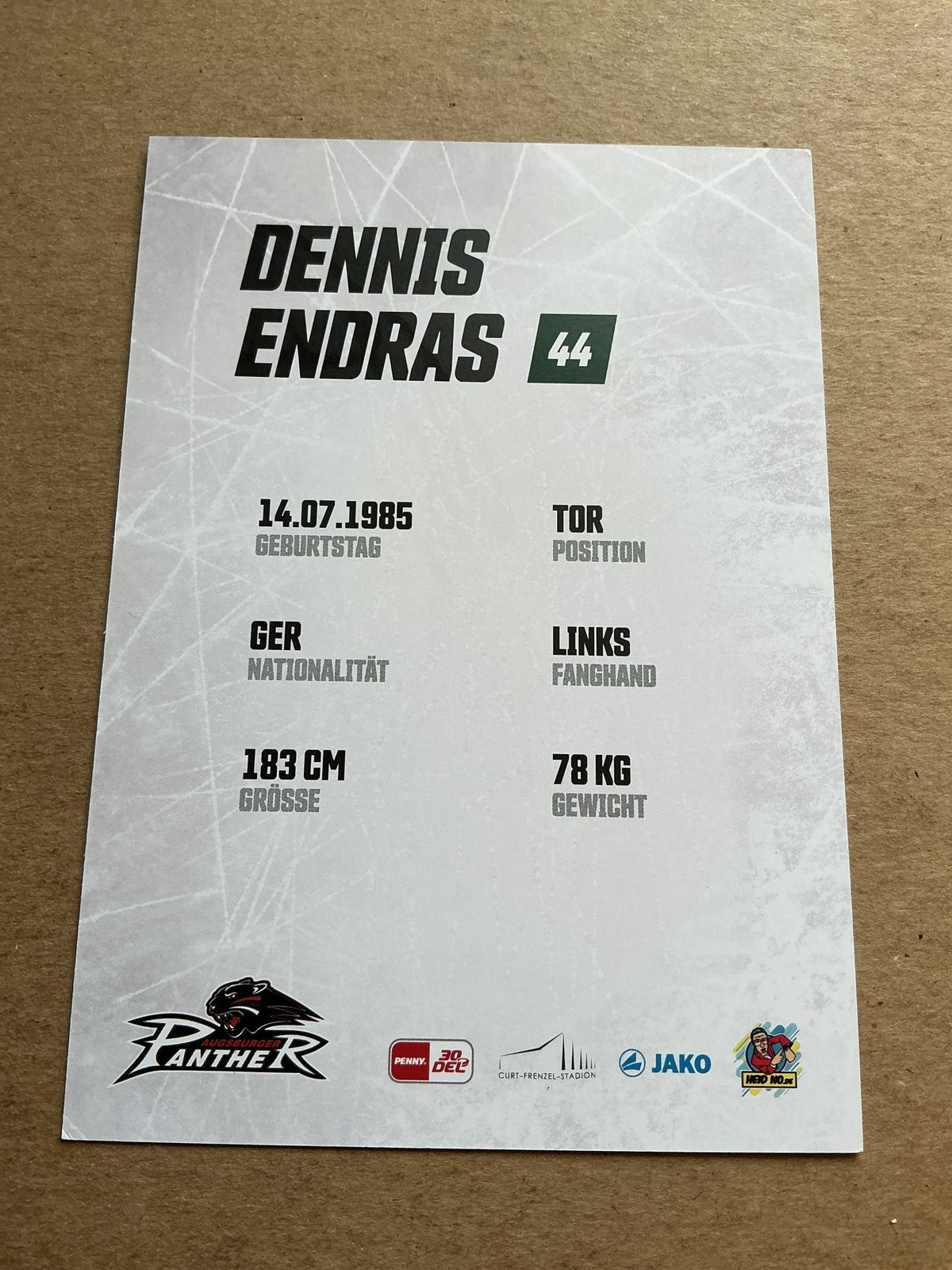 Dennis Endras, Germany 🇩🇪 Augsburg Panther 2023/24 hand signed - Autographs-World