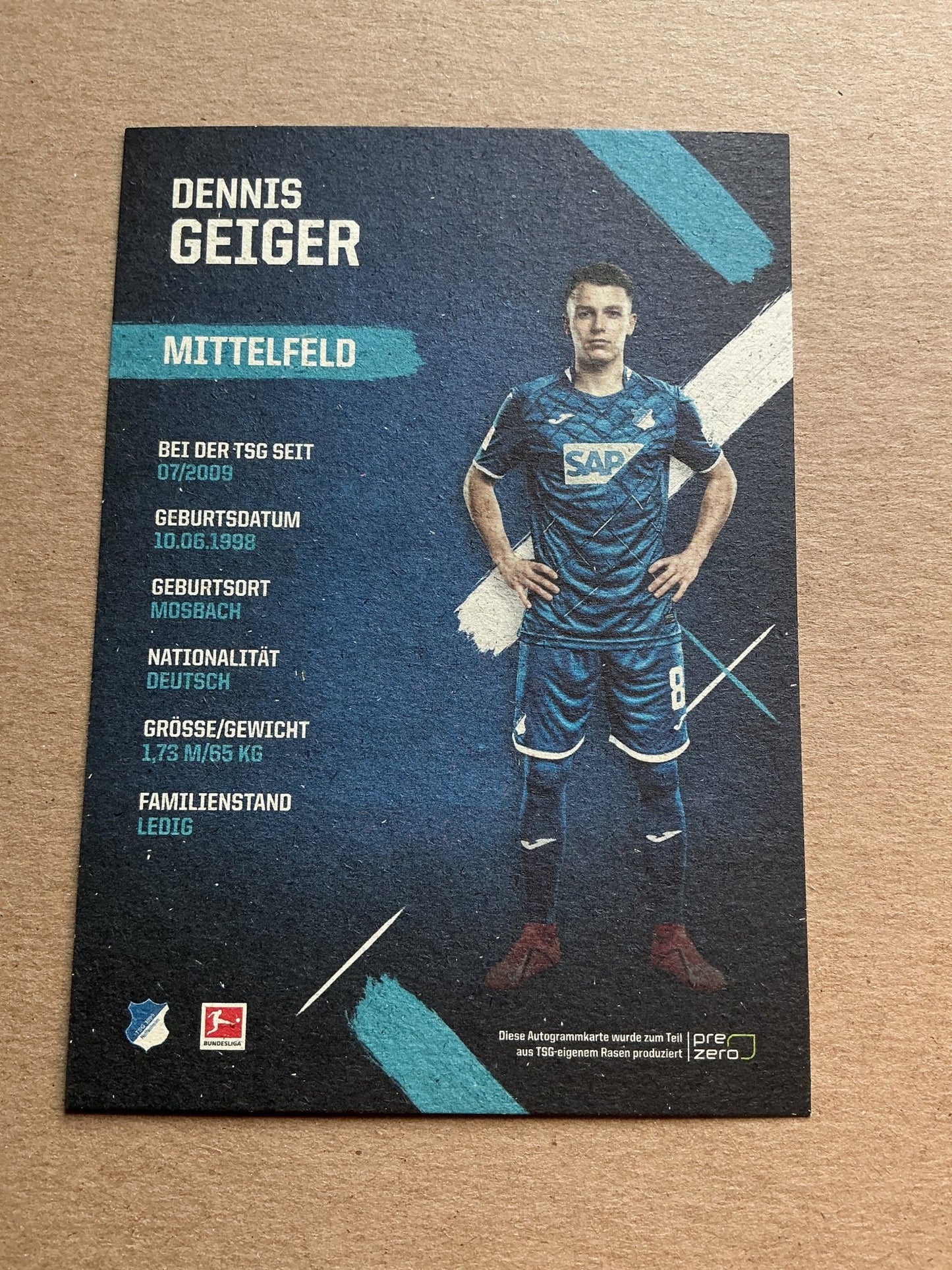 Dennis Geiger, Germany 🇩🇪 TSG 1899 Hoffenheim 2019/20 hand signed - Autographs-World