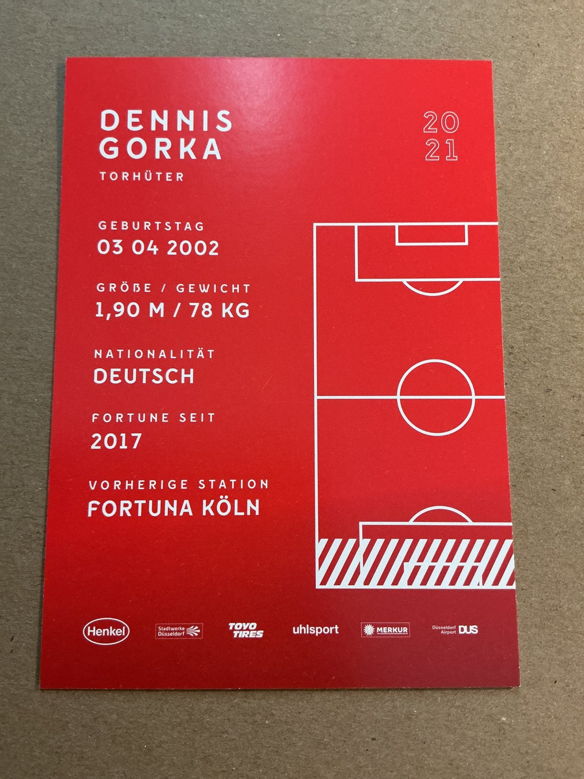 Dennis Gorka, Germany 🇩🇪 Fortuna Düsseldorf 2020/21 hand signed - Autographs-World