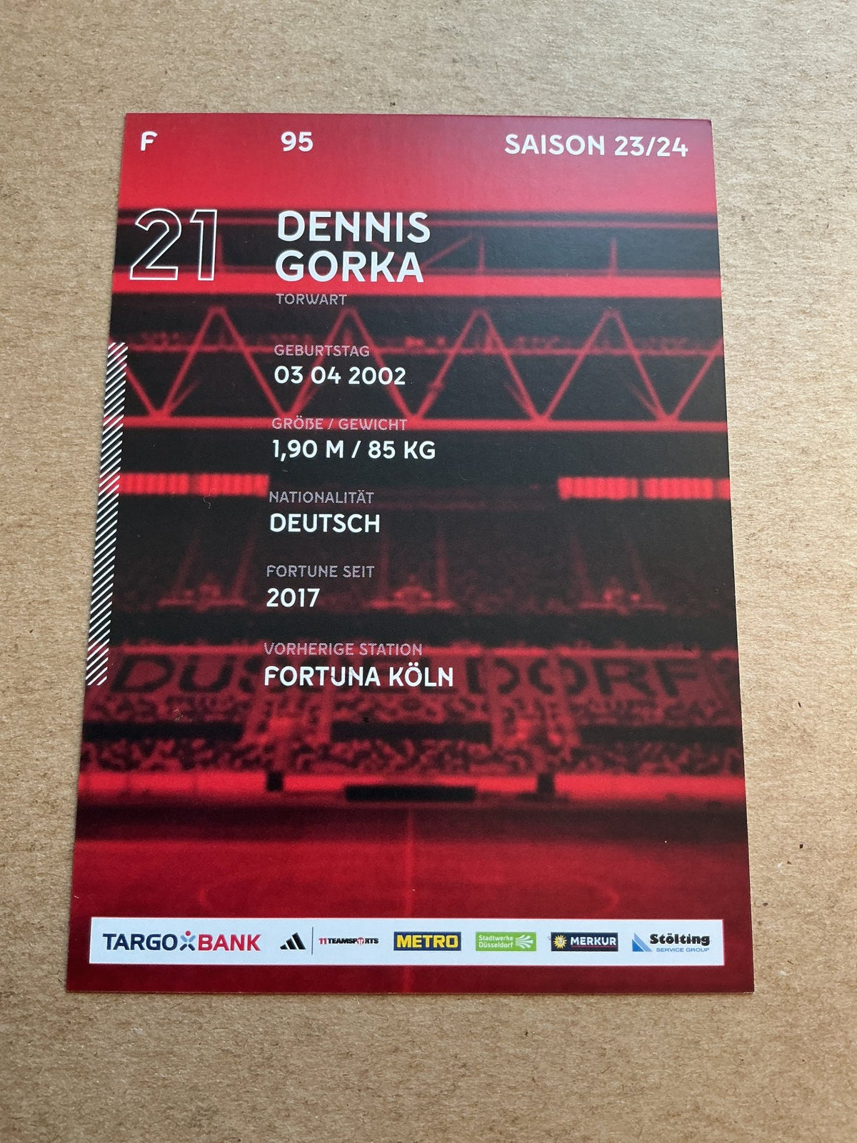 Dennis Gorka, Germany 🇩🇪 Fortuna Düsseldorf 2023/24 hand signed - Autographs-World