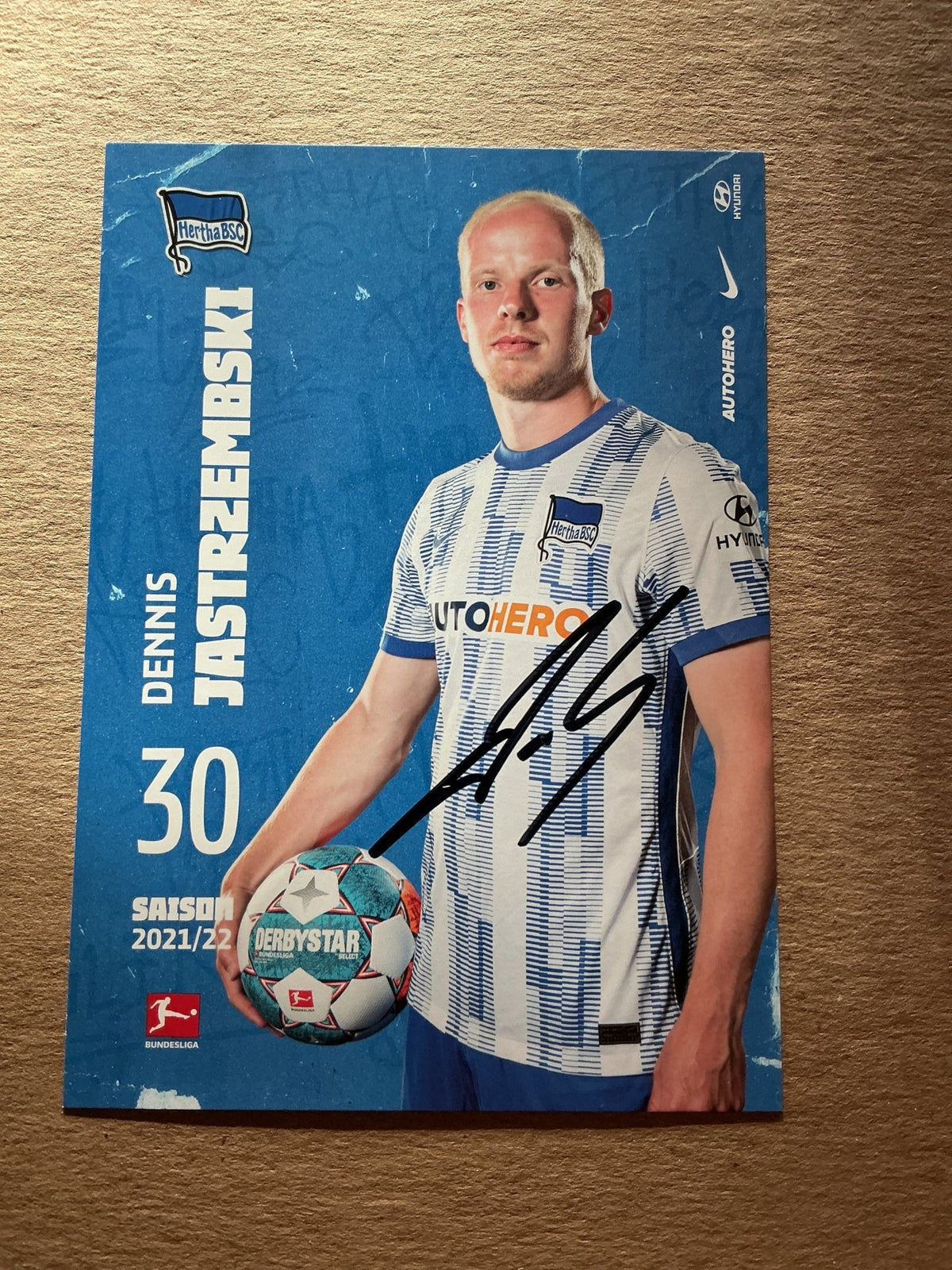 Dennis Jastrzembski, Germany 🇩🇪 Hertha BSC Berlin 2021/22 hand signed - Autographs-World