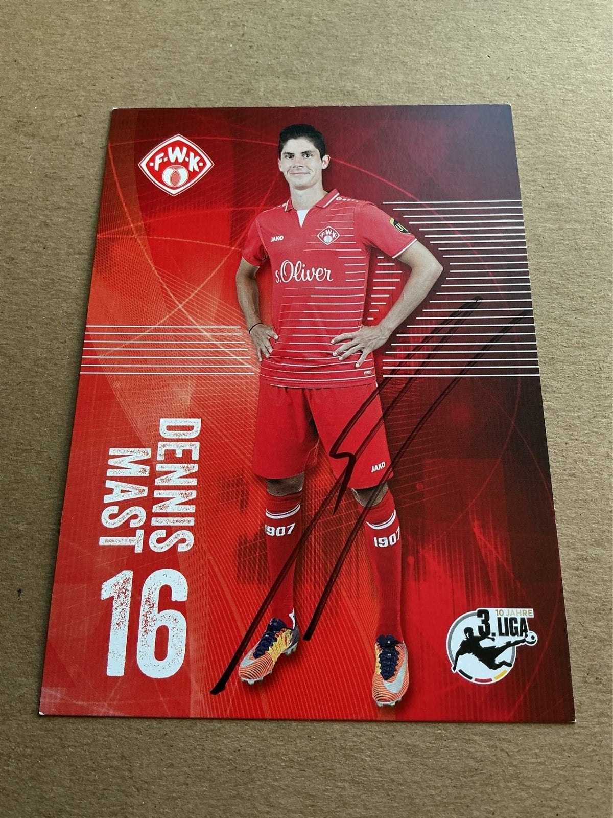 Dennis Mast, Germany 🇩🇪 FC Würzburger Kickers 2017/18 hand signed - Autographs-World