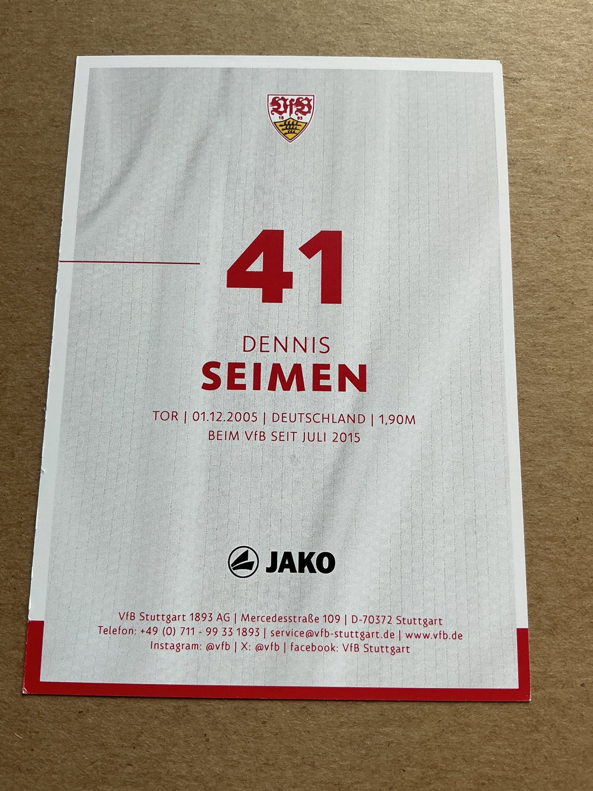 Dennis Seimen, Germany 🇩🇪 VfB Stuttgart 2024/25 hand signed - Autographs-World