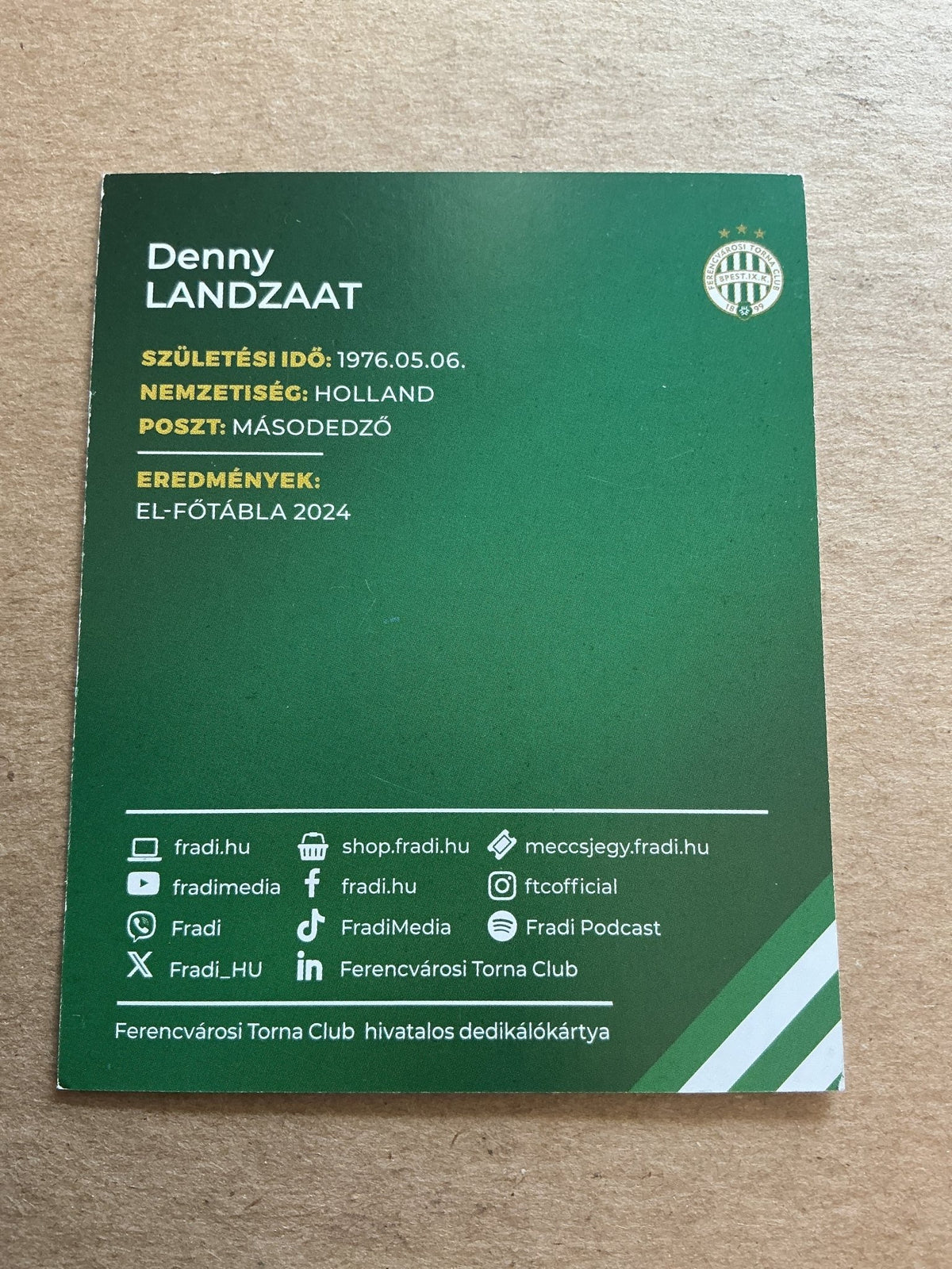 Denny Landzaat, Netherlands 🇳🇱 Ferencvaros TC 2024/25 hand signed - Autographs-World