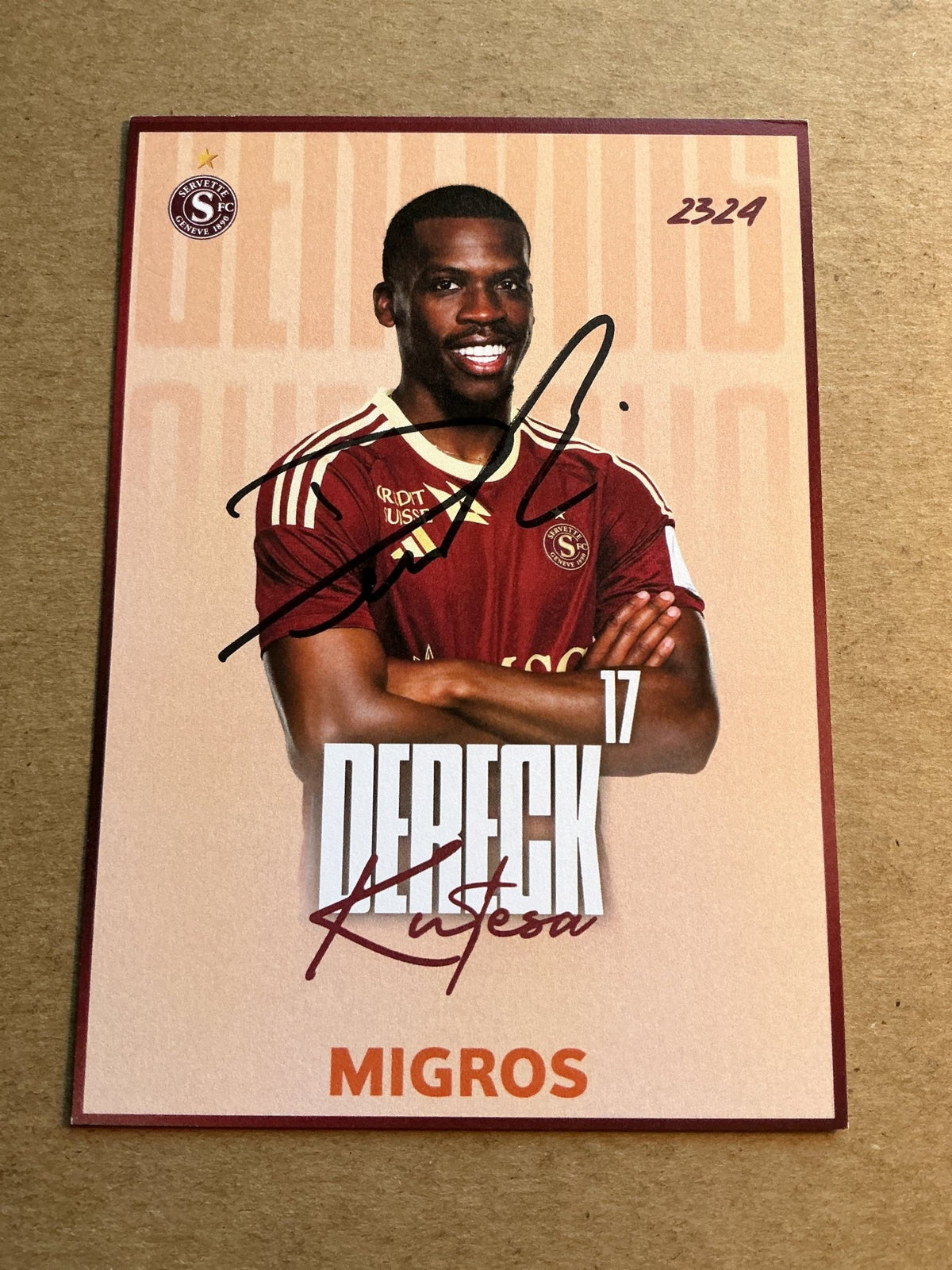 Dereck Kutesa, Switzerland 🇨🇭 Servette FC 2023/24 hand signed - Autographs-World