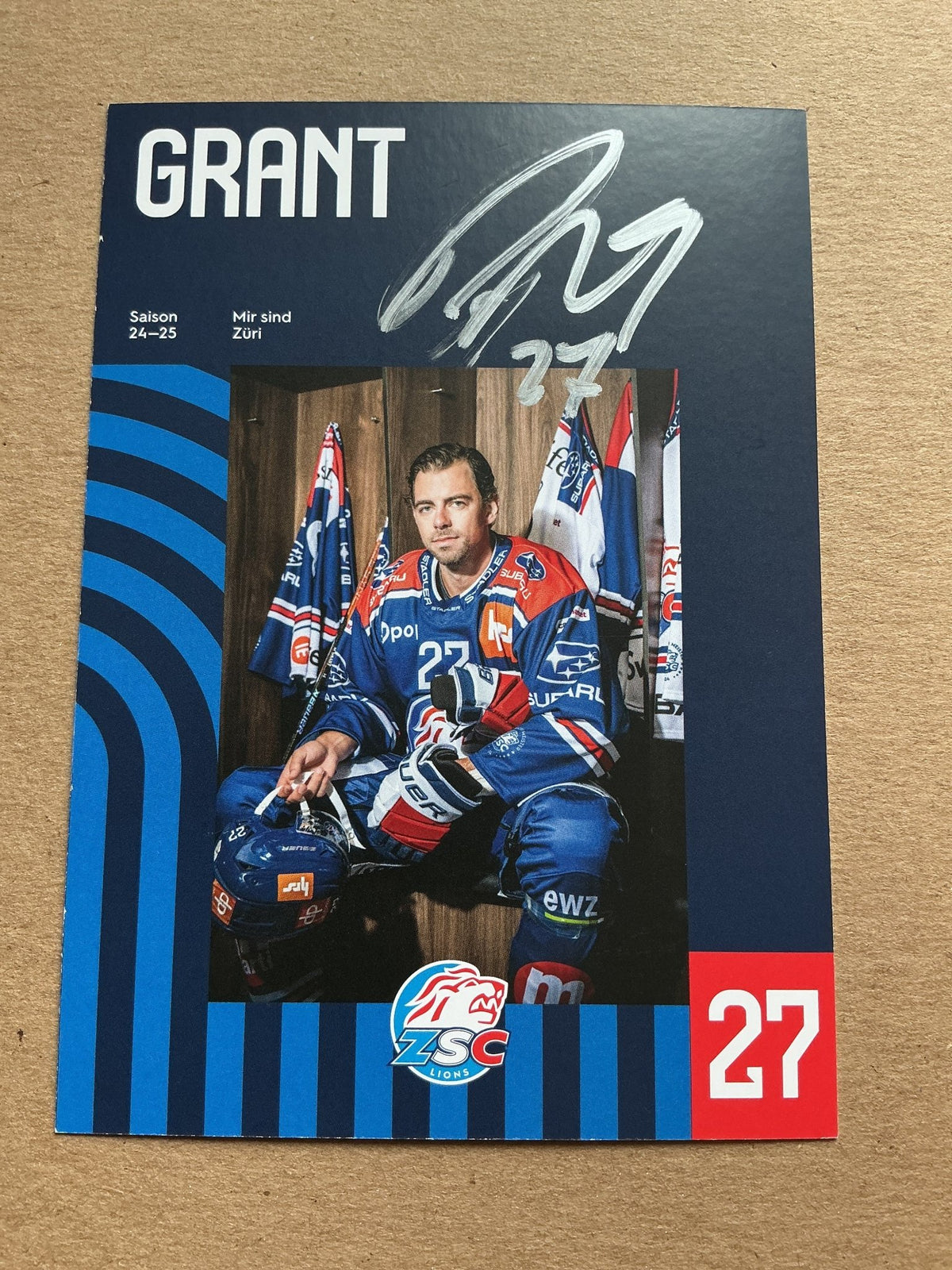 Derek Grant, Canada 🇨🇦 ZSC Lions 2024/25 hand signed - Autographs-World