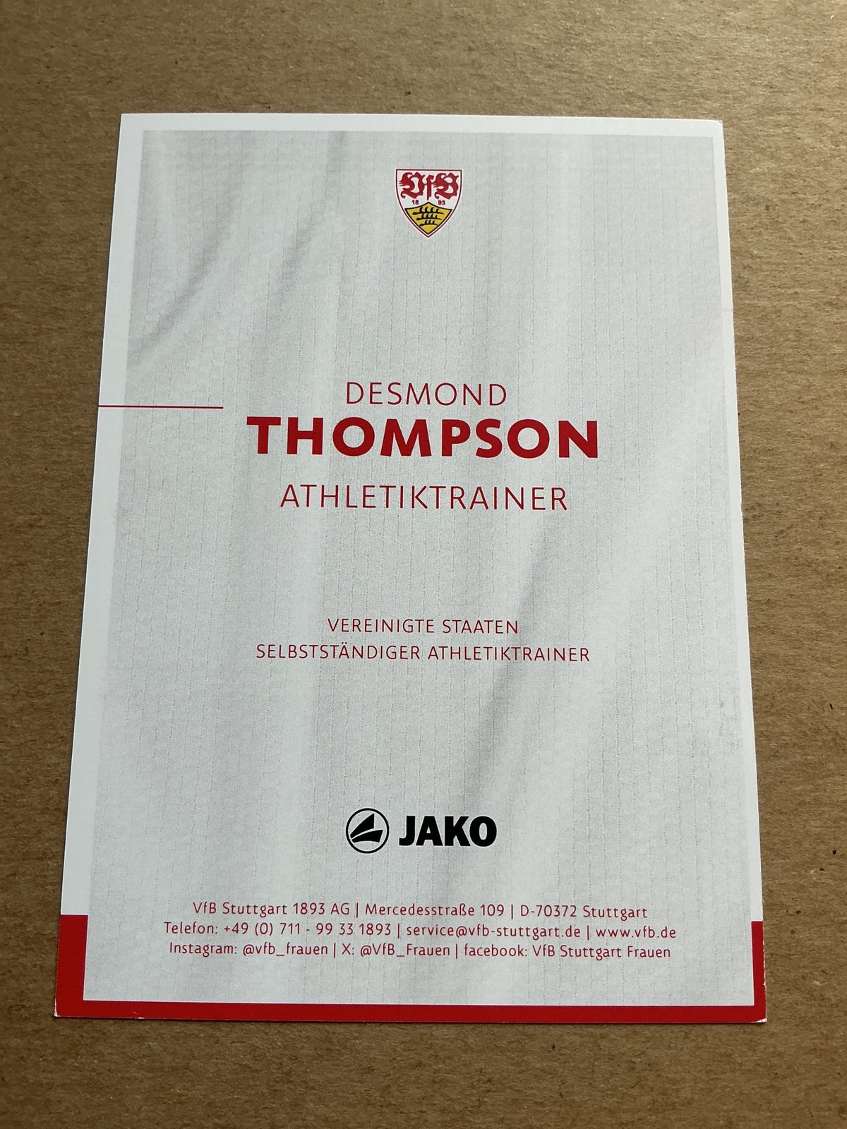 Desmond Thompson, USA 🇺🇸 VfB Stuttgart 2024/25 hand signed - Autographs-World