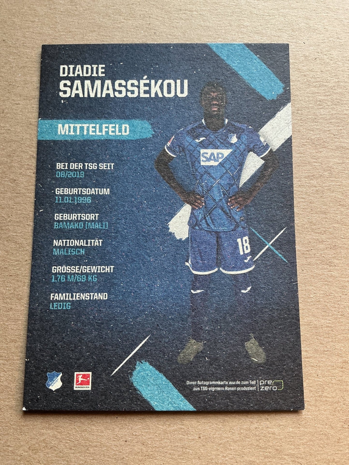 Diadie Samassékou, Mali 🇲🇱 TSG 1899 Hoffenheim 2019/20 hand signed - Autographs-World