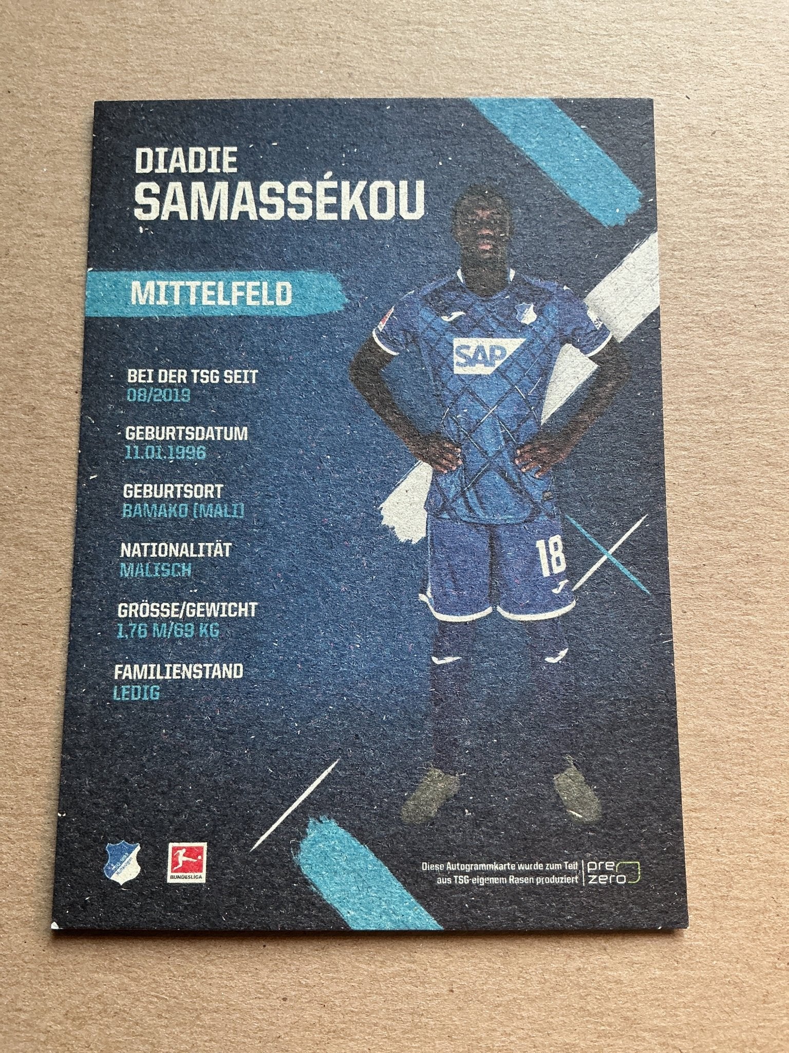 Diadie Samassékou, Mali 🇲🇱 TSG 1899 Hoffenheim 2019/20 hand signed - Autographs-World