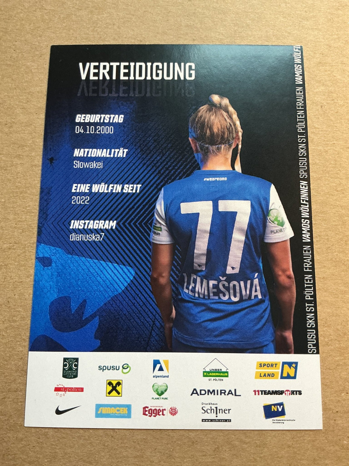 Diana Lemesova, Slovakia 🇸🇰 SKN St.Pölten 2022/23 hand signed - Autographs-World